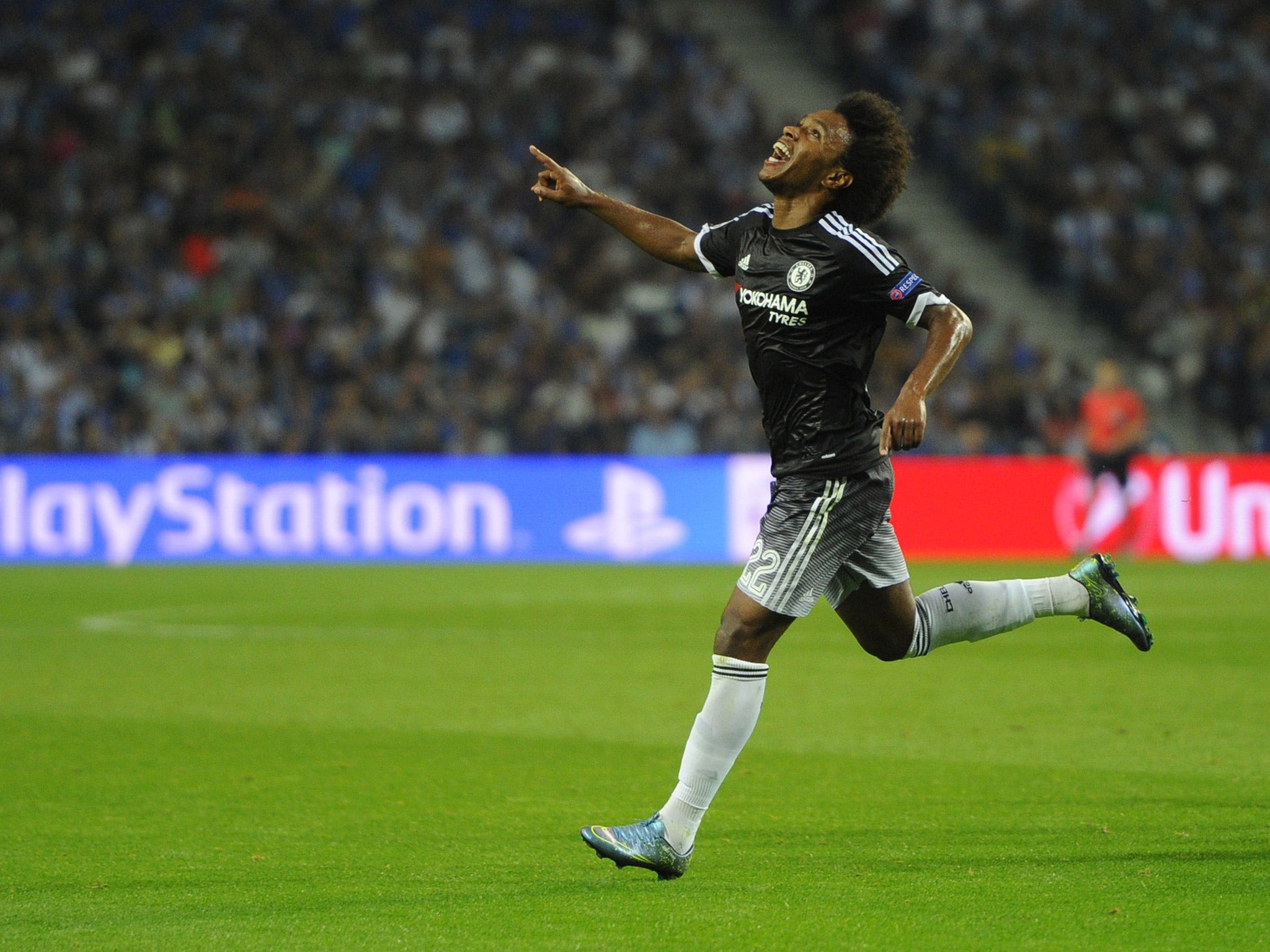 Willian celebrates his strike