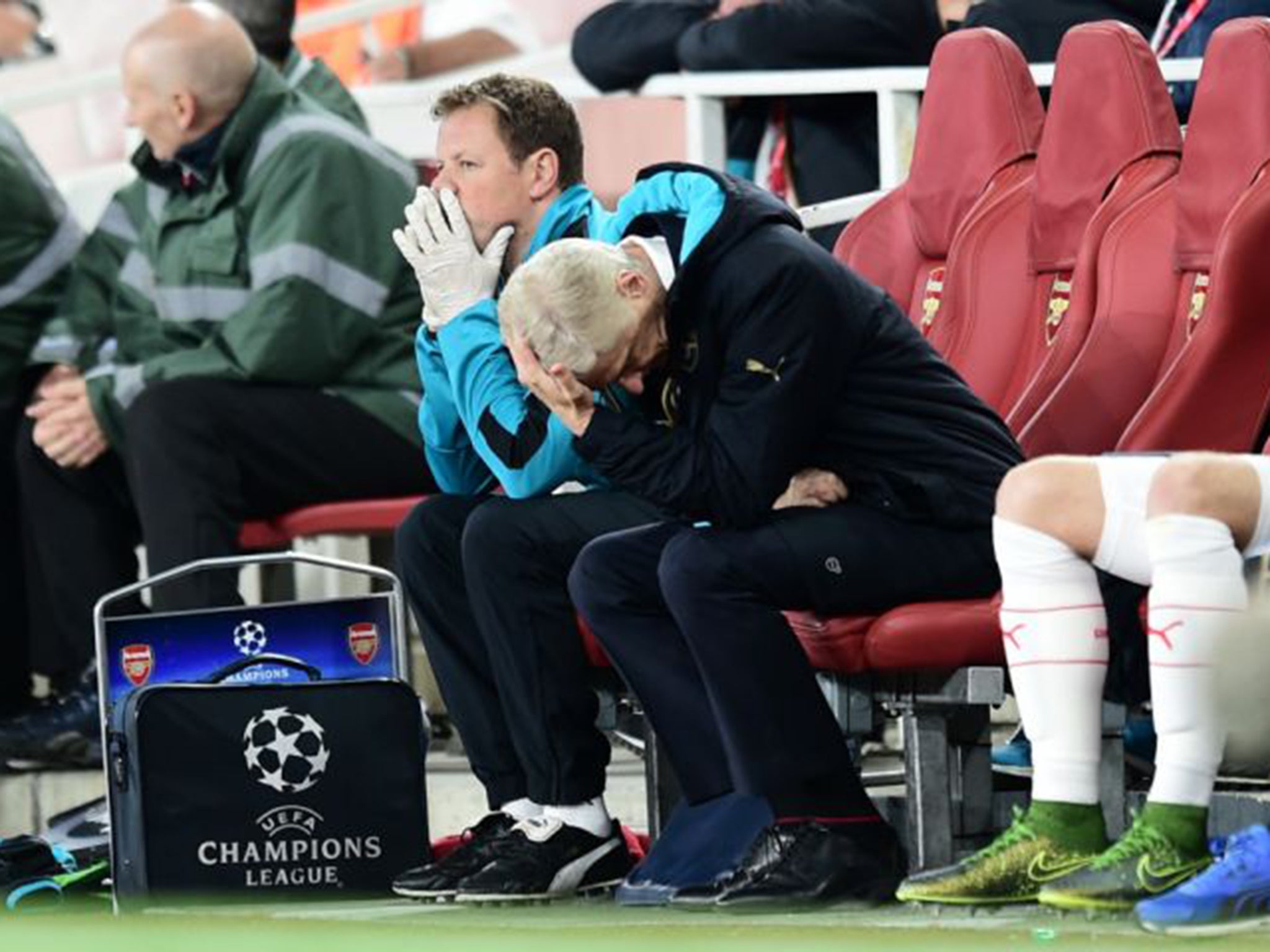 Arsene Wenger reacts to Arsenal's defeat by Olympiakos this week