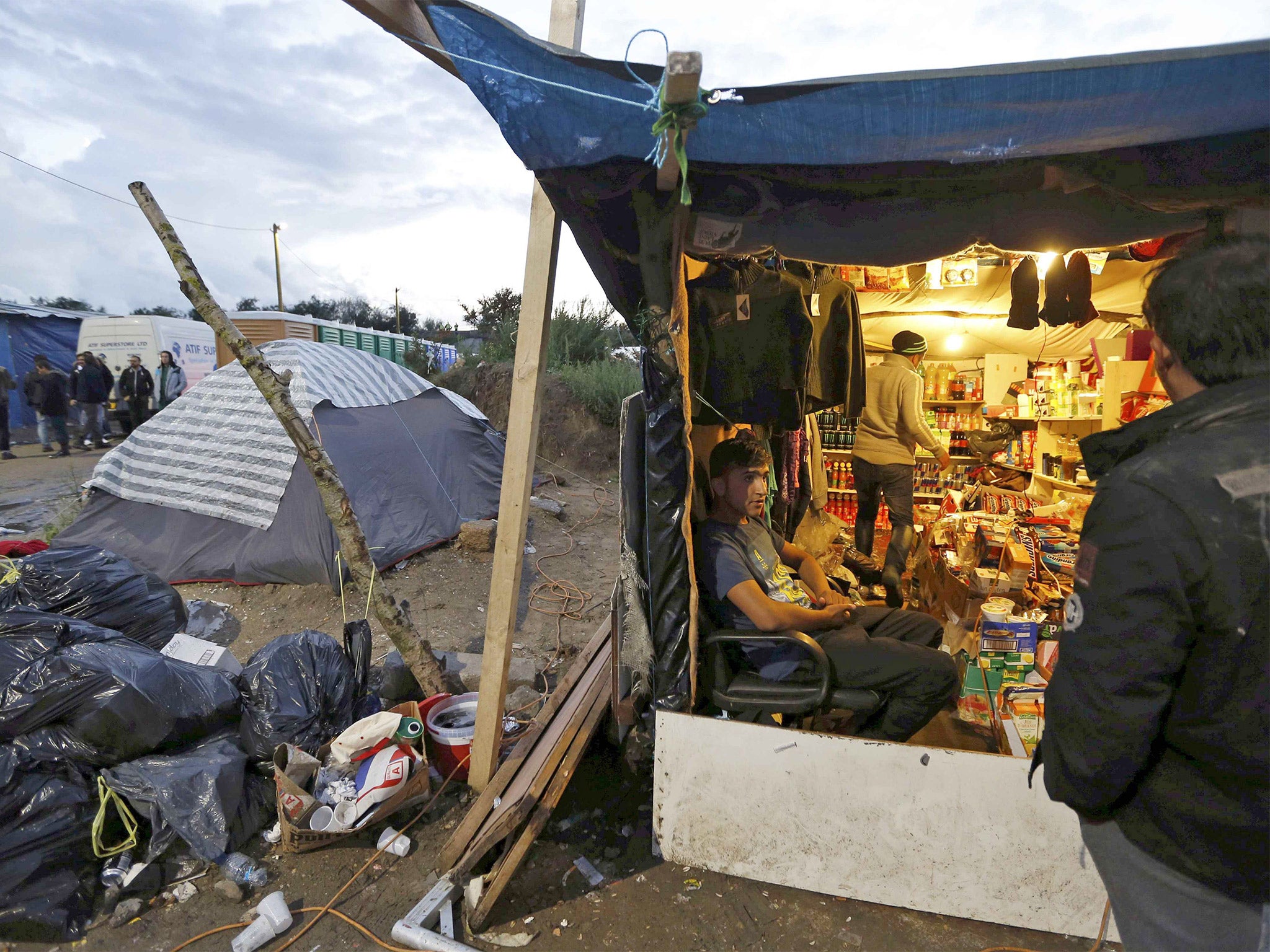 The refugees have set up a makeshift shop among the tents