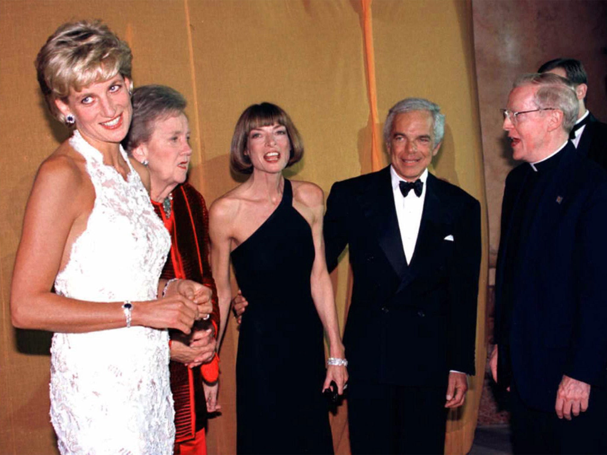 Princess Diana with Ralph Lauren and Vogue Magazine editor Anna Wintour in 1996