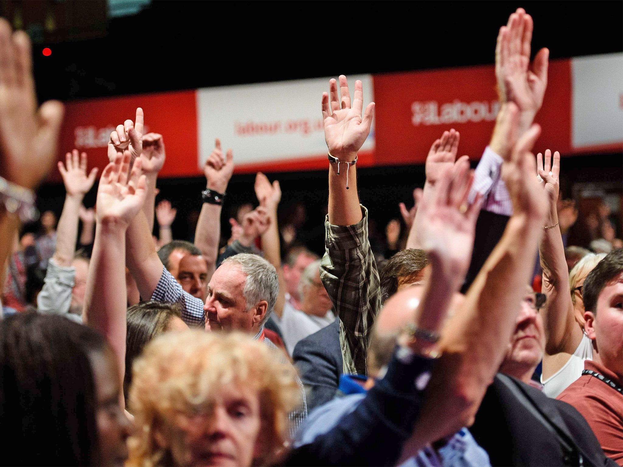 &#13;
Labour delegates take part in a vote on the conditions for supporting British military action in Syria (Getty)&#13;