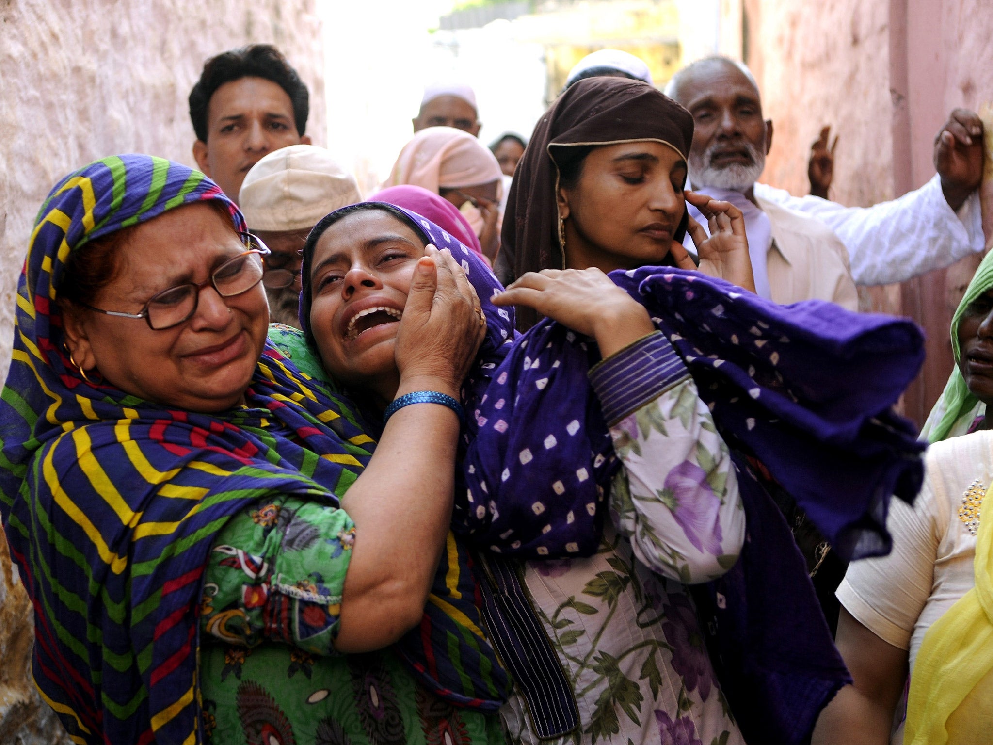 Relatives mourn Mohammed Akhlaq in the village of Bisara after his murder last week at the hands of a mob in India’s northern state of Uttar Pradesh