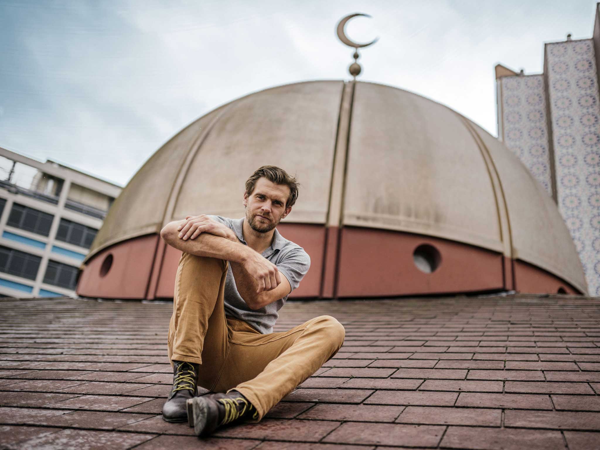 Robb Leech on the roof of the East London Mosque