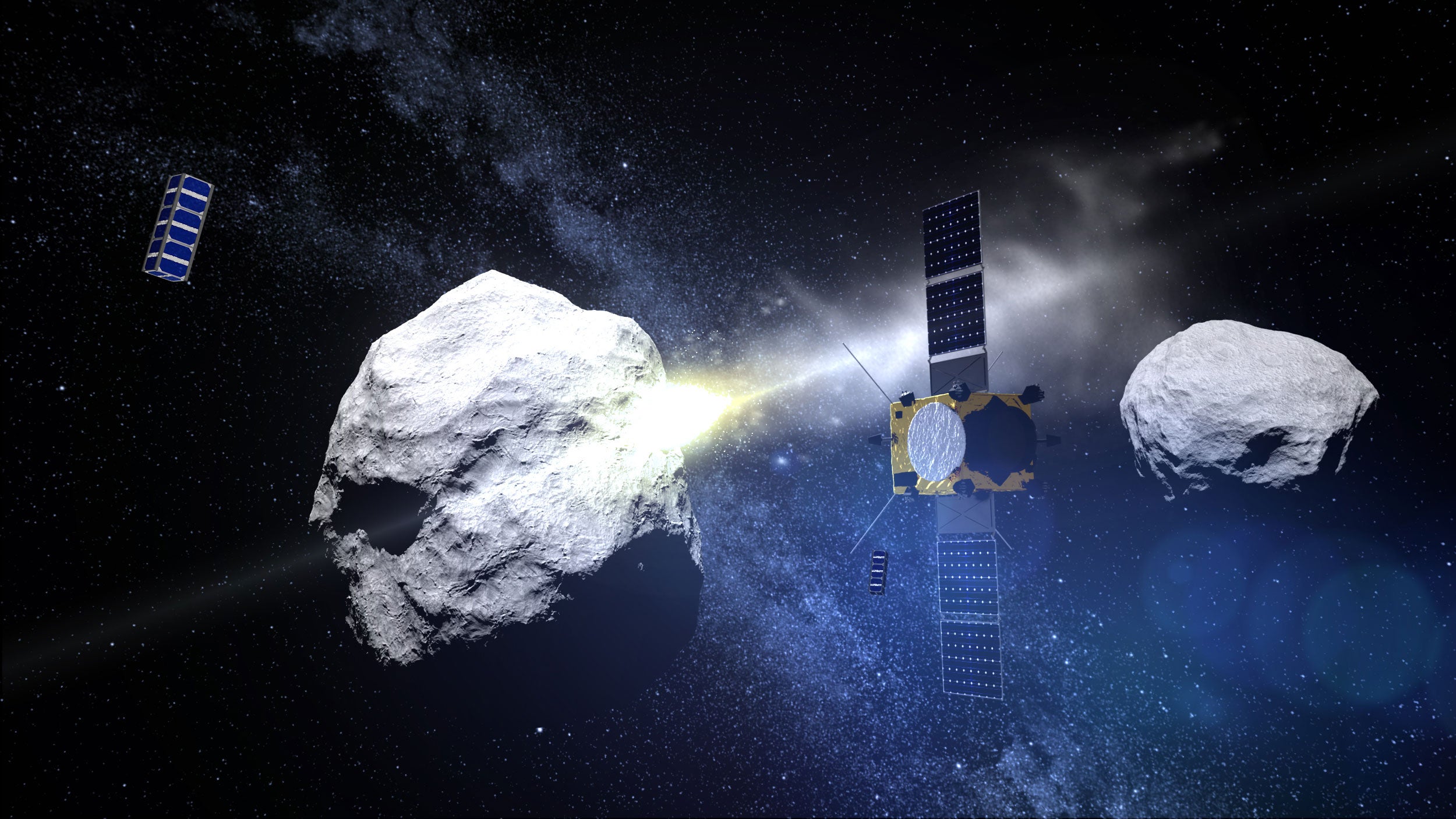 The ESA's AIM watches the impact as the asteroid is knocked off course