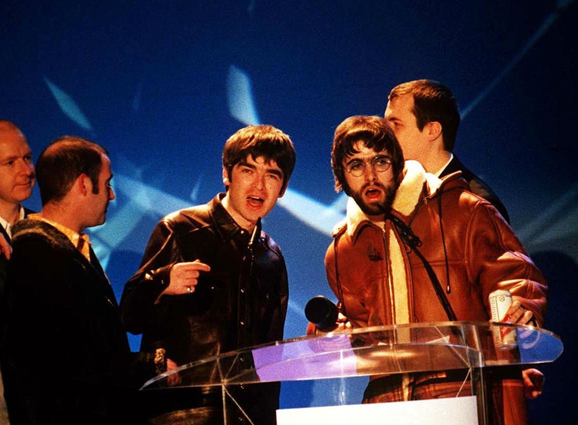 Oasis accept one of many Brit Awards and inevitably mock Blur