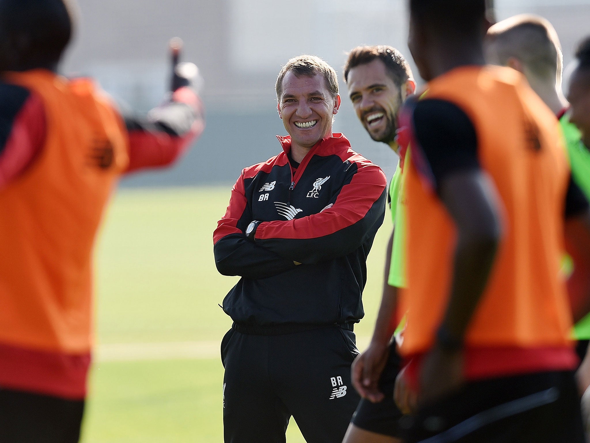 Brendan Rodgers during Liverpool training