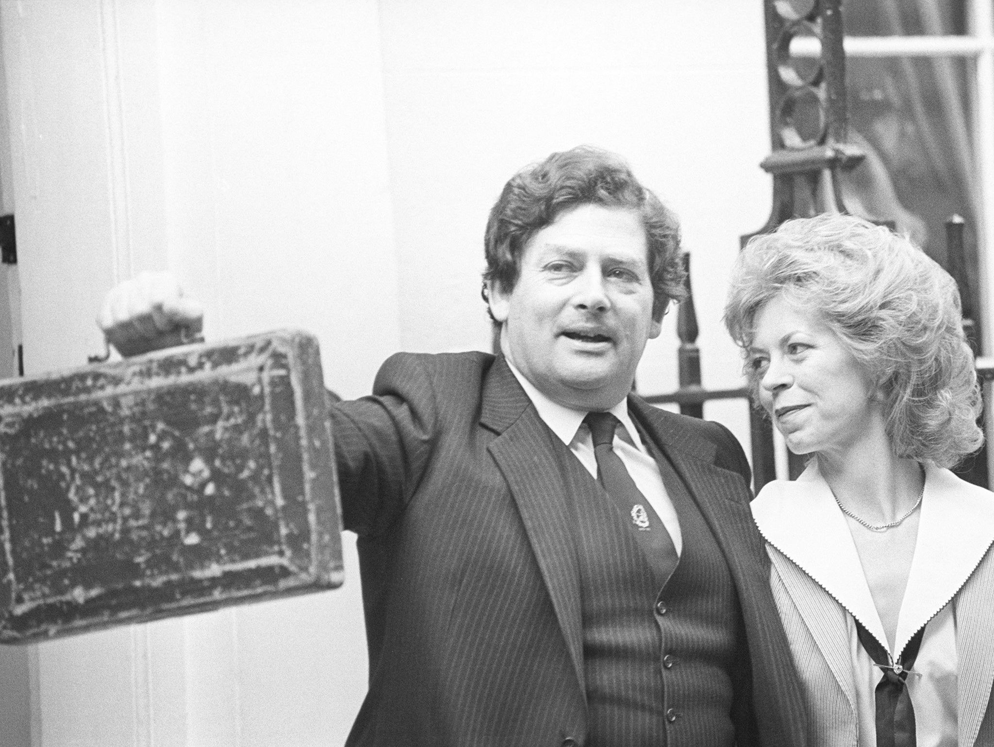 Nigel Lawson with his wife Therese outside Number 11 Downing Street on Budget Day on March 13, 1984