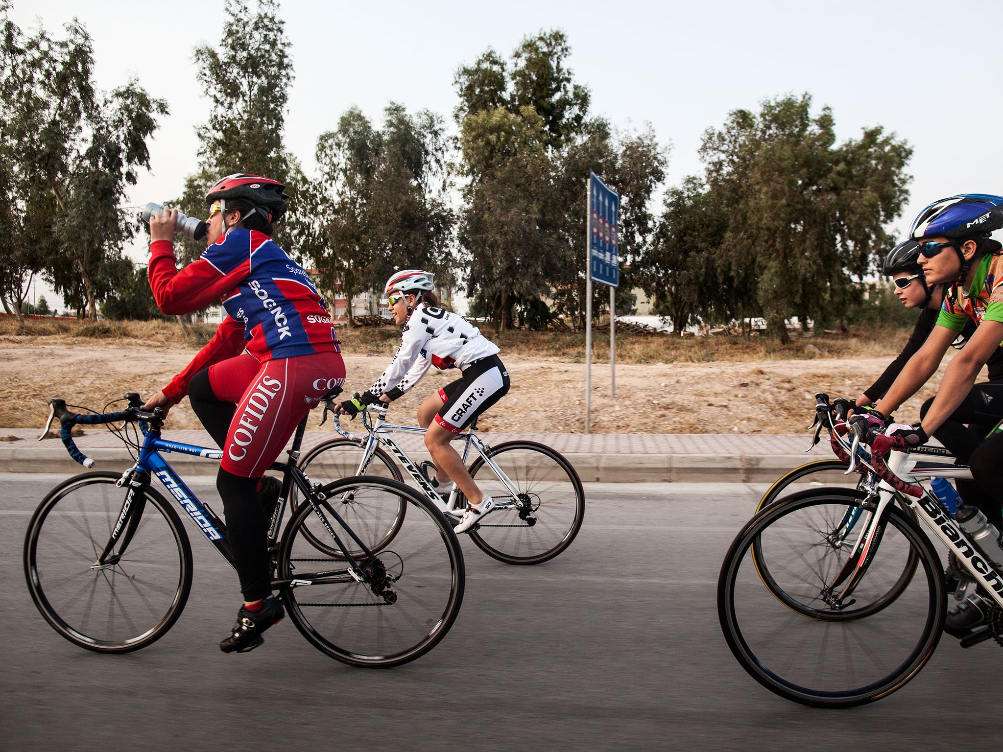 Newroz cyclists during a training ride – four members are national cycling team members