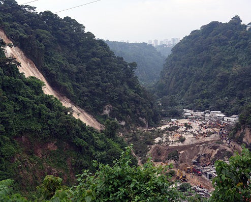 The 300ft hillside collapsed in heavy rains