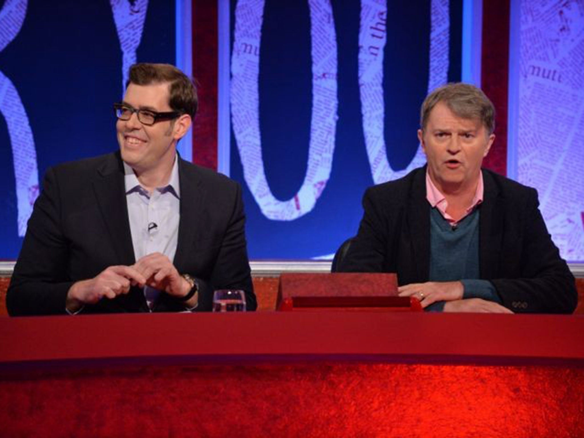 Richard Osman and Paul Merton (right) as Jeremy Clarkson hosted Have I Got News For You