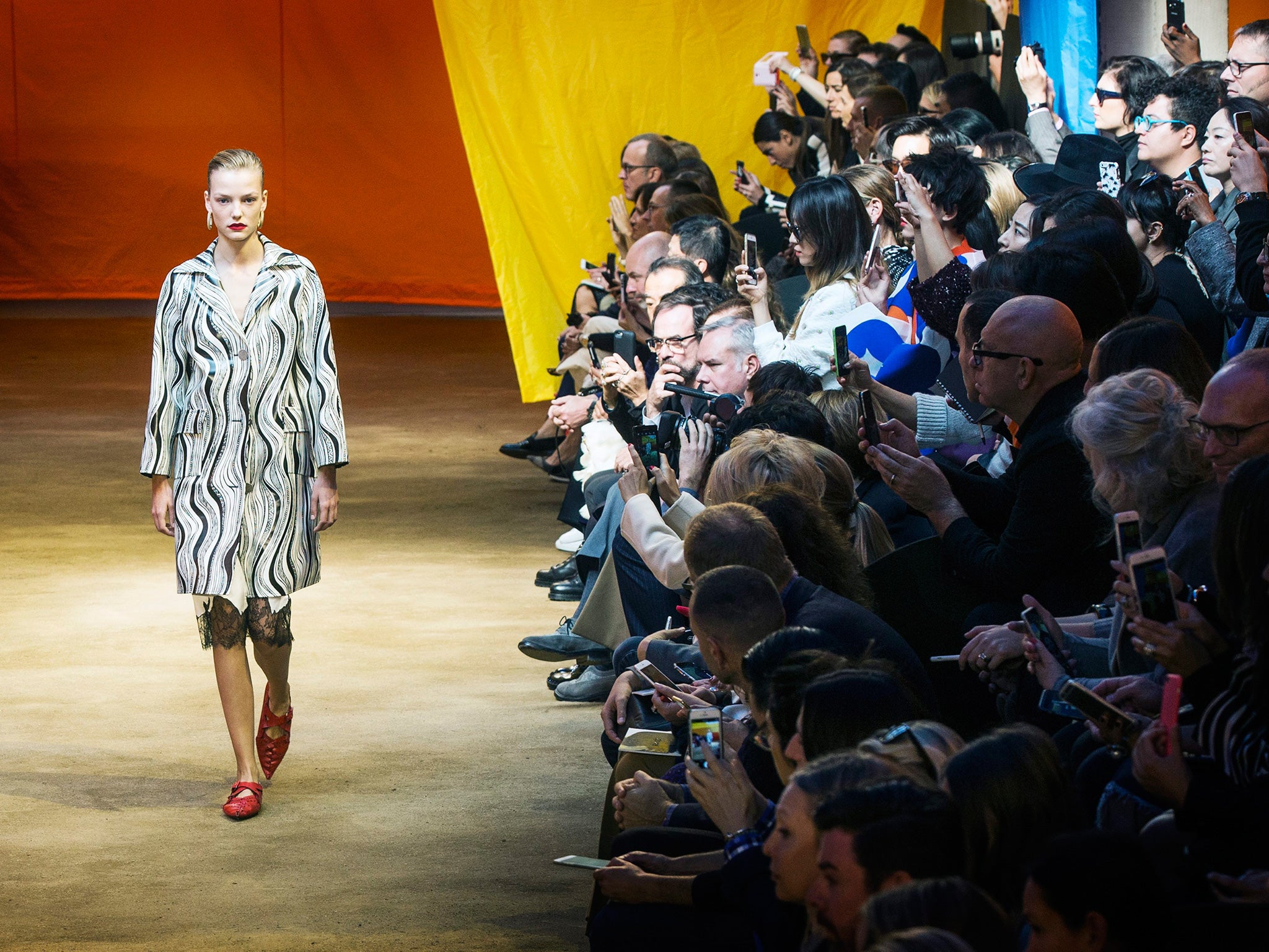 The spring/summer 2016 ready-to-wear show by British designer Phoebe Philo for Céline at Paris Fashion Week yesterday