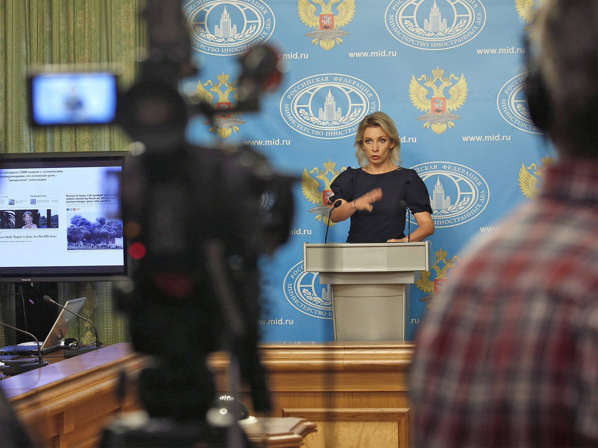 &#13;
Russian Foreign Ministry spokesperson Maria Zakharova briefs the media in Moscow &#13;