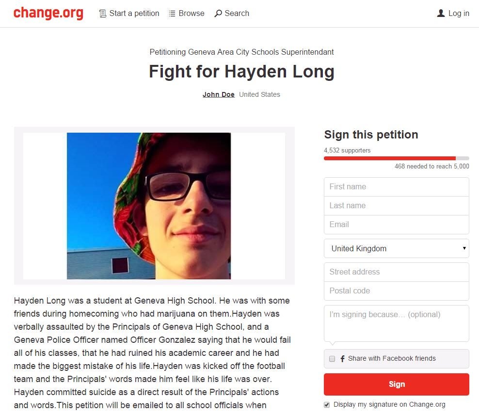 The petition is quickly nearing 5,000 signatures in less than 24 hours