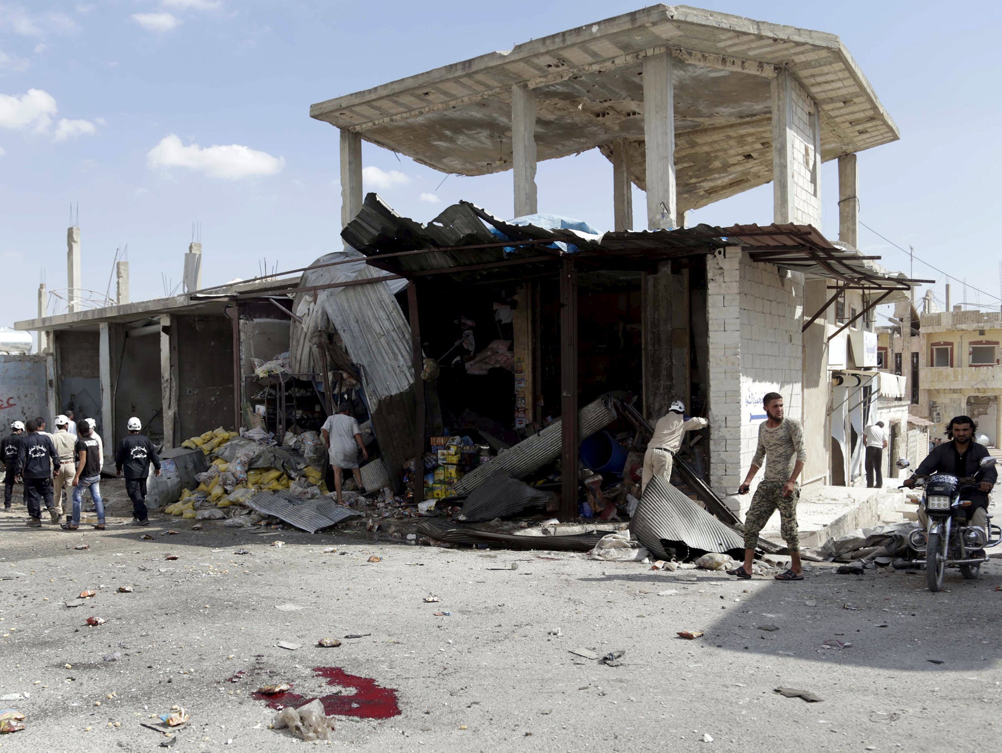 The results of an airstrike in the village of Hesh in the southern countryside of Idlib