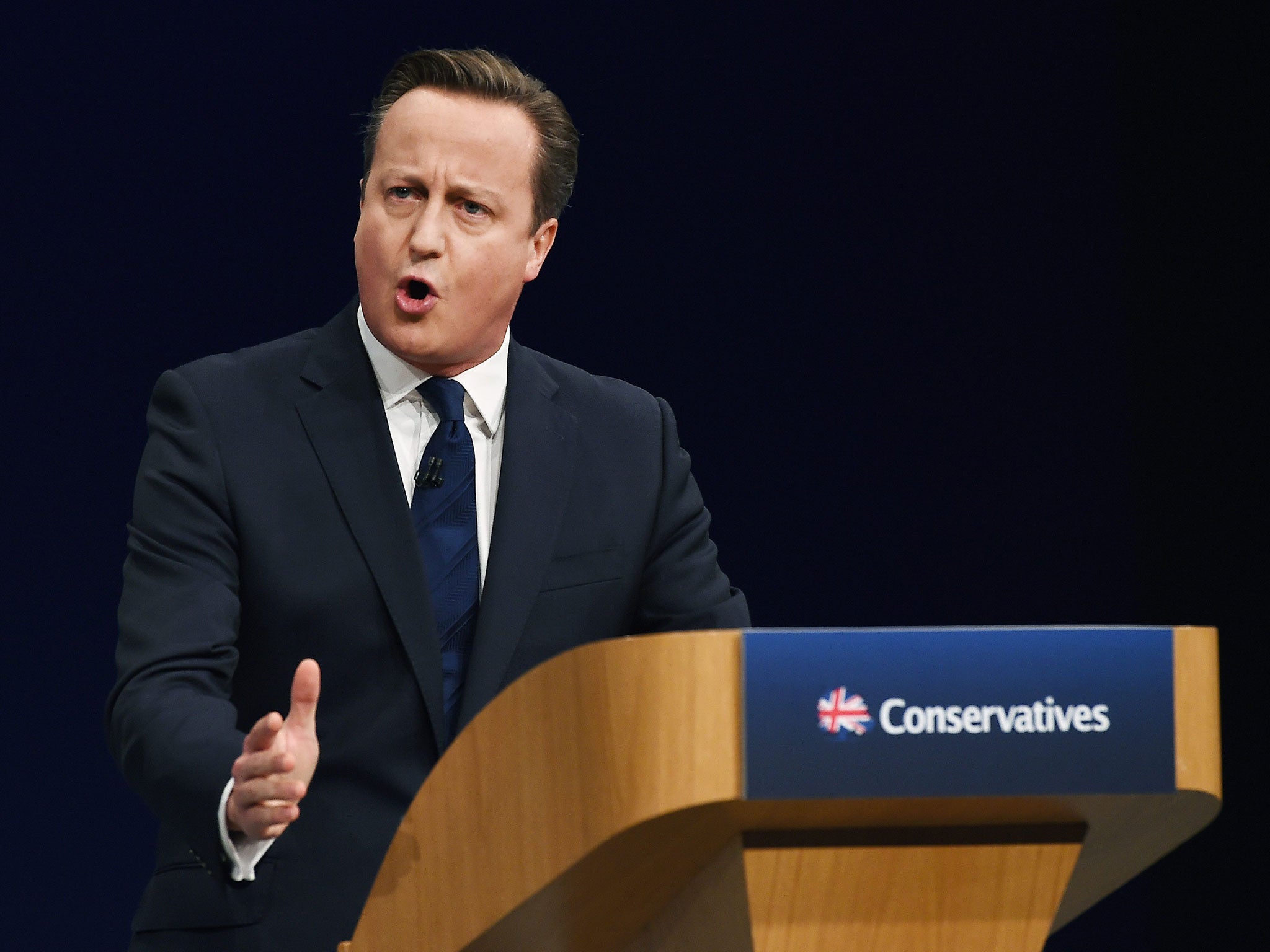 David Cameron delivers his keynote speech at the Conservative Party conference