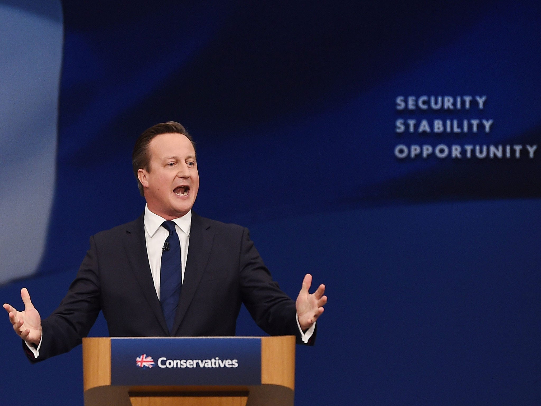 David Cameron delivers his speech at the Tory Party conference