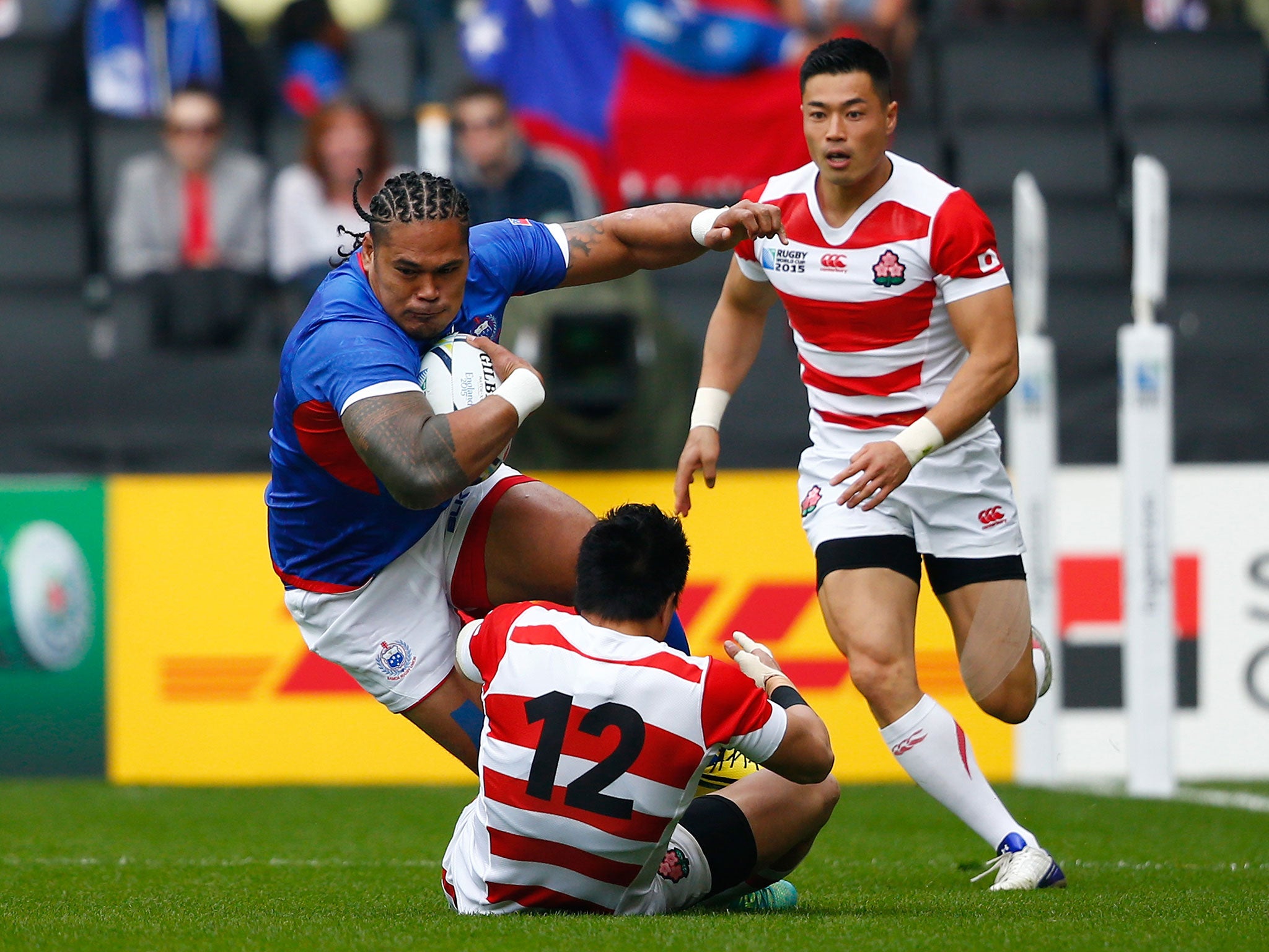 Alesana Tuilagi was cited for this collision with Japan centre Harumichi Tatekawa