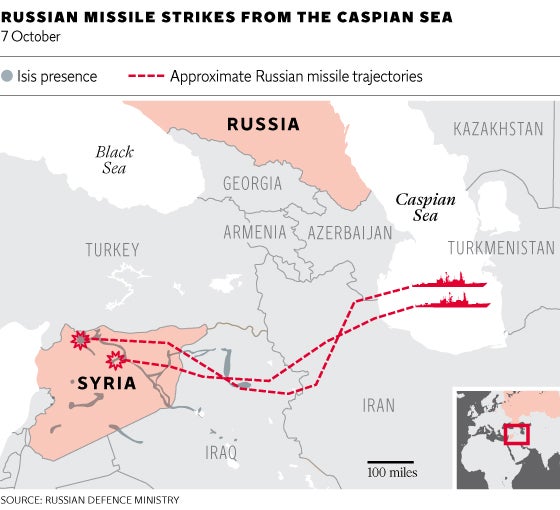 Russia missile strikes from Caspian Sea