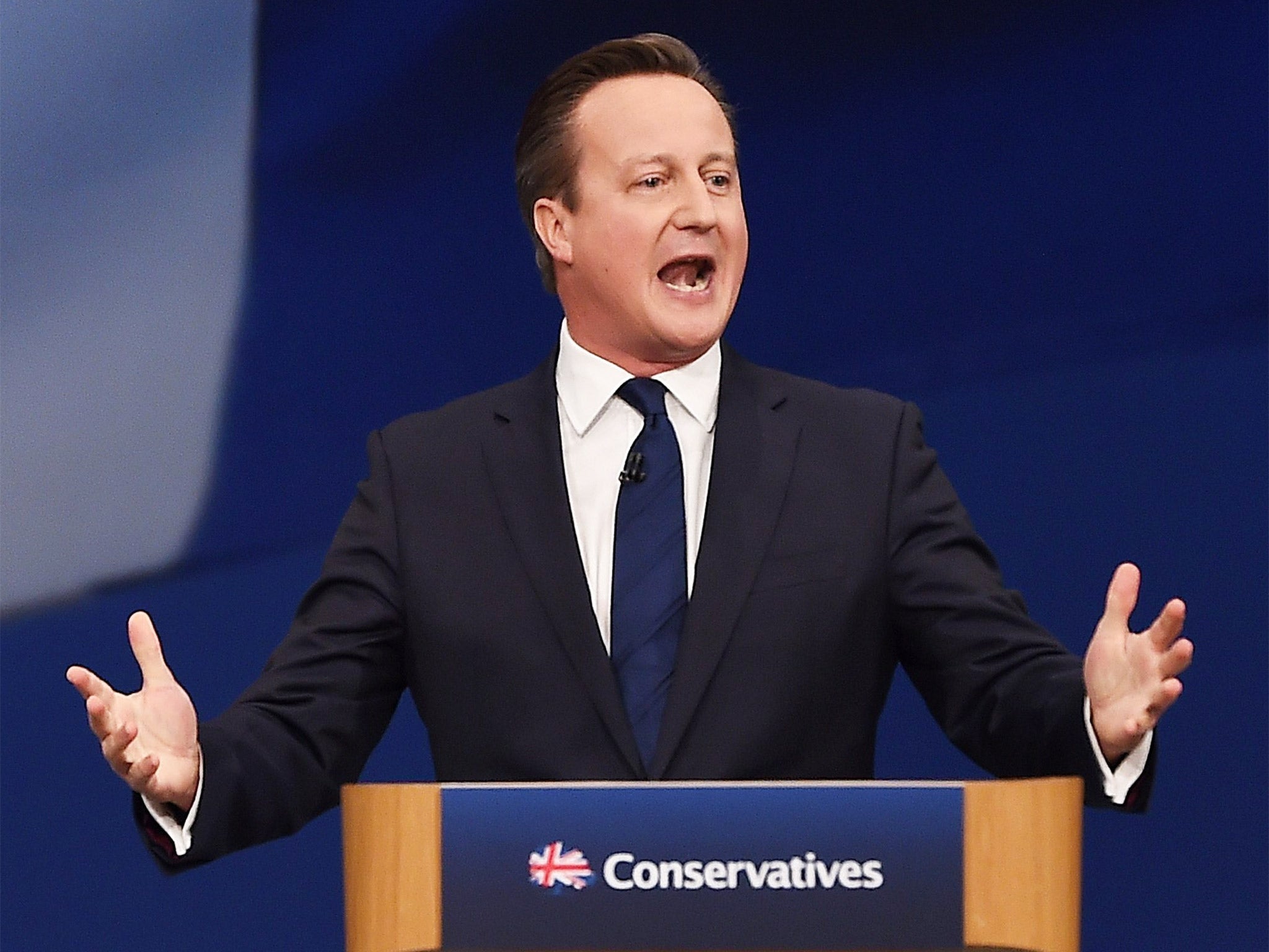 The Prime Minister delivering his speech in Manchester