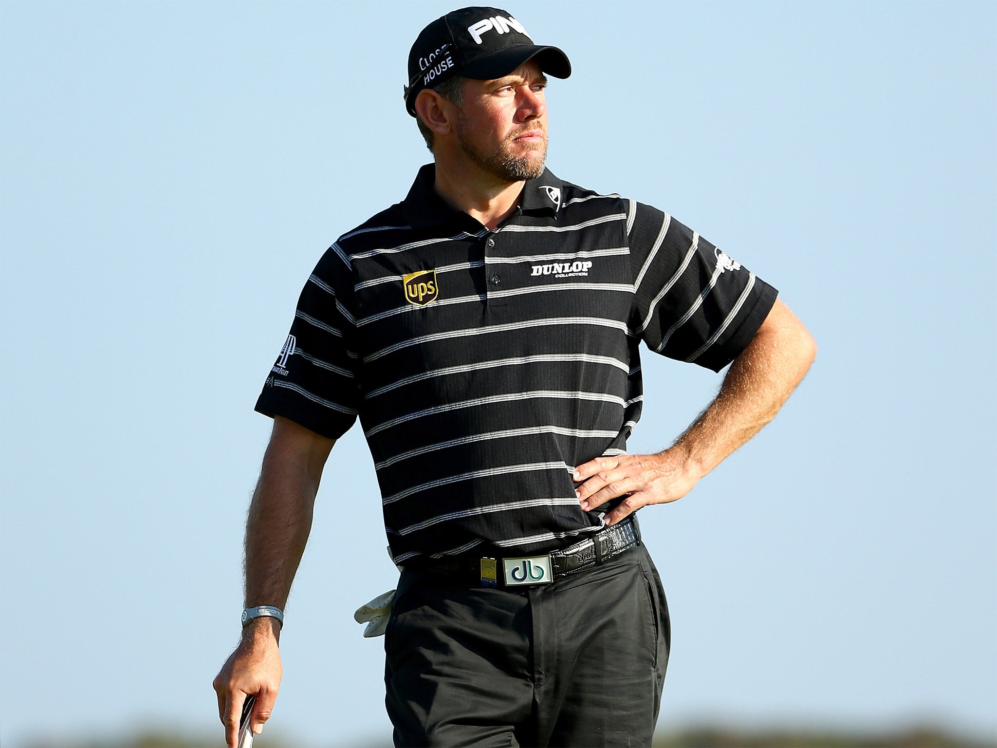 Lee Westwood playing in the Dunhill Links at Kingsbarns last week