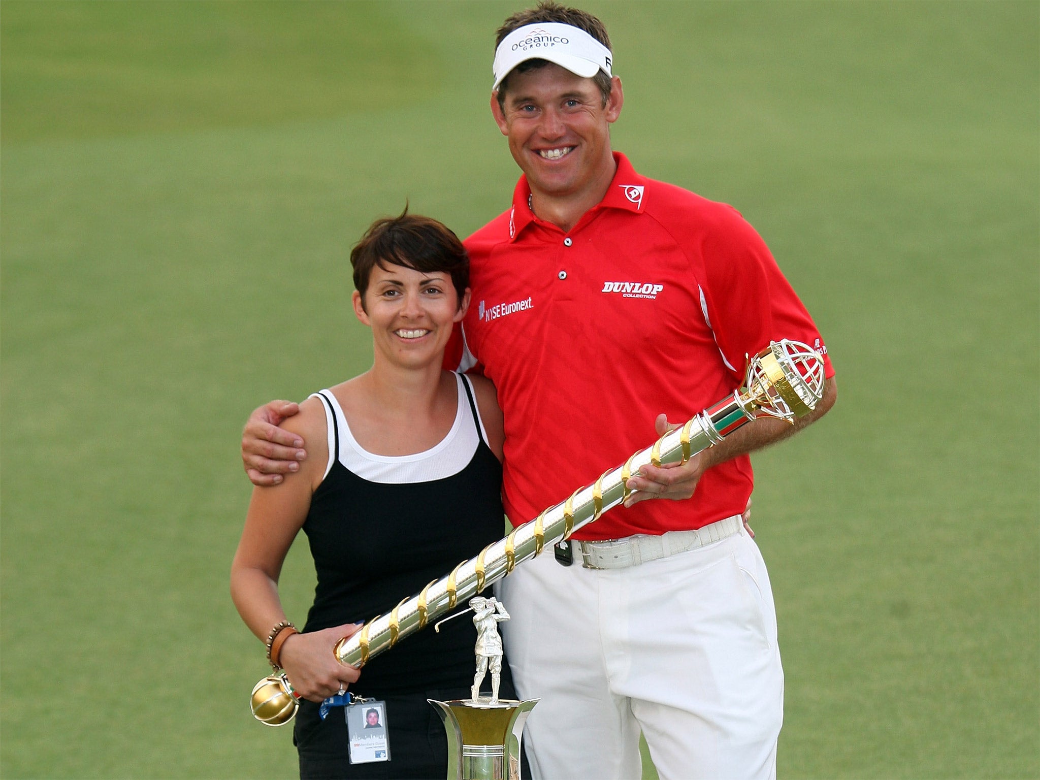 &#13;
Westwood with wife Laurae in happier times &#13;