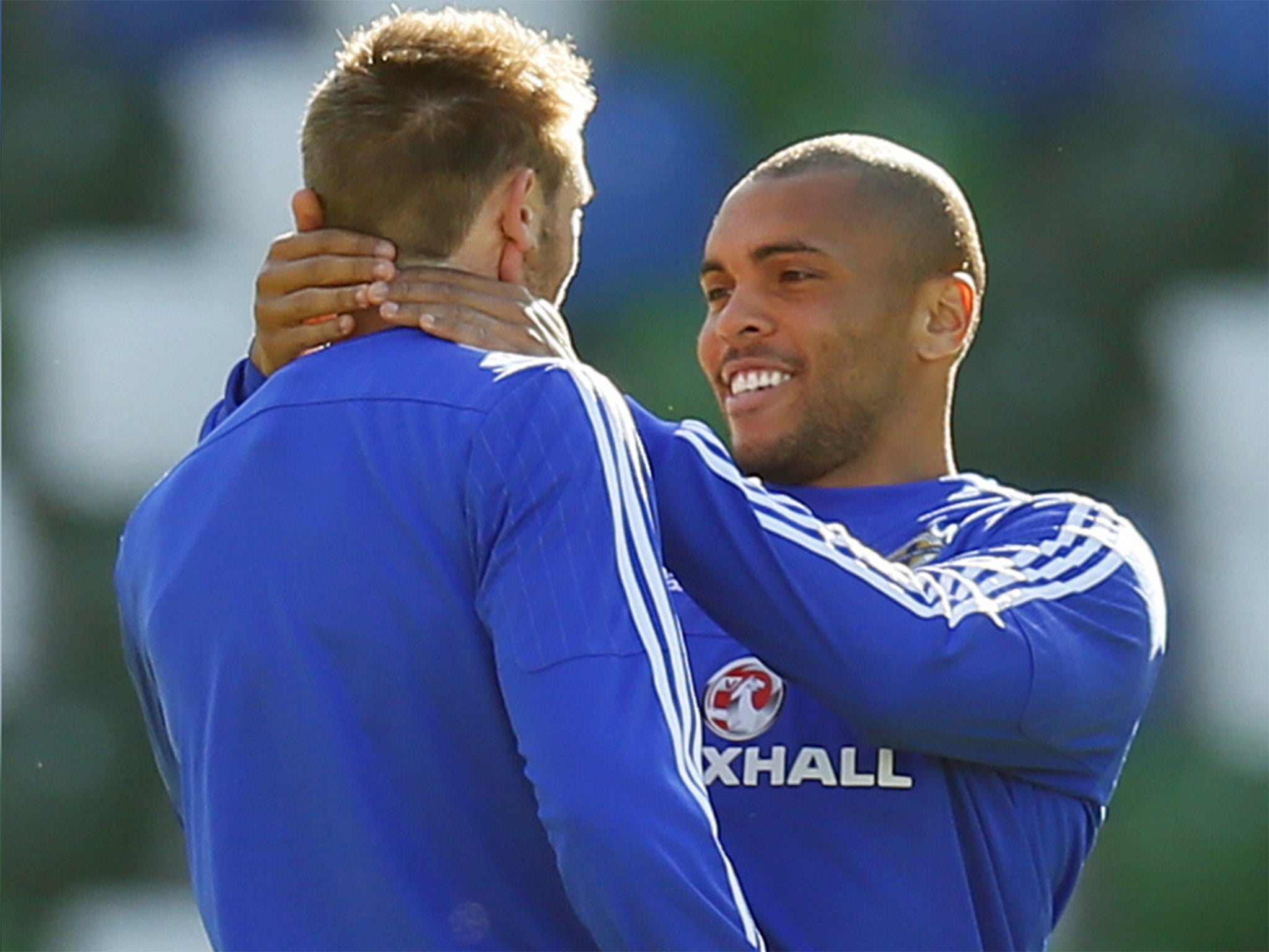 Gareth McAuley (left) and Josh Magennis enjoy training in Belfast