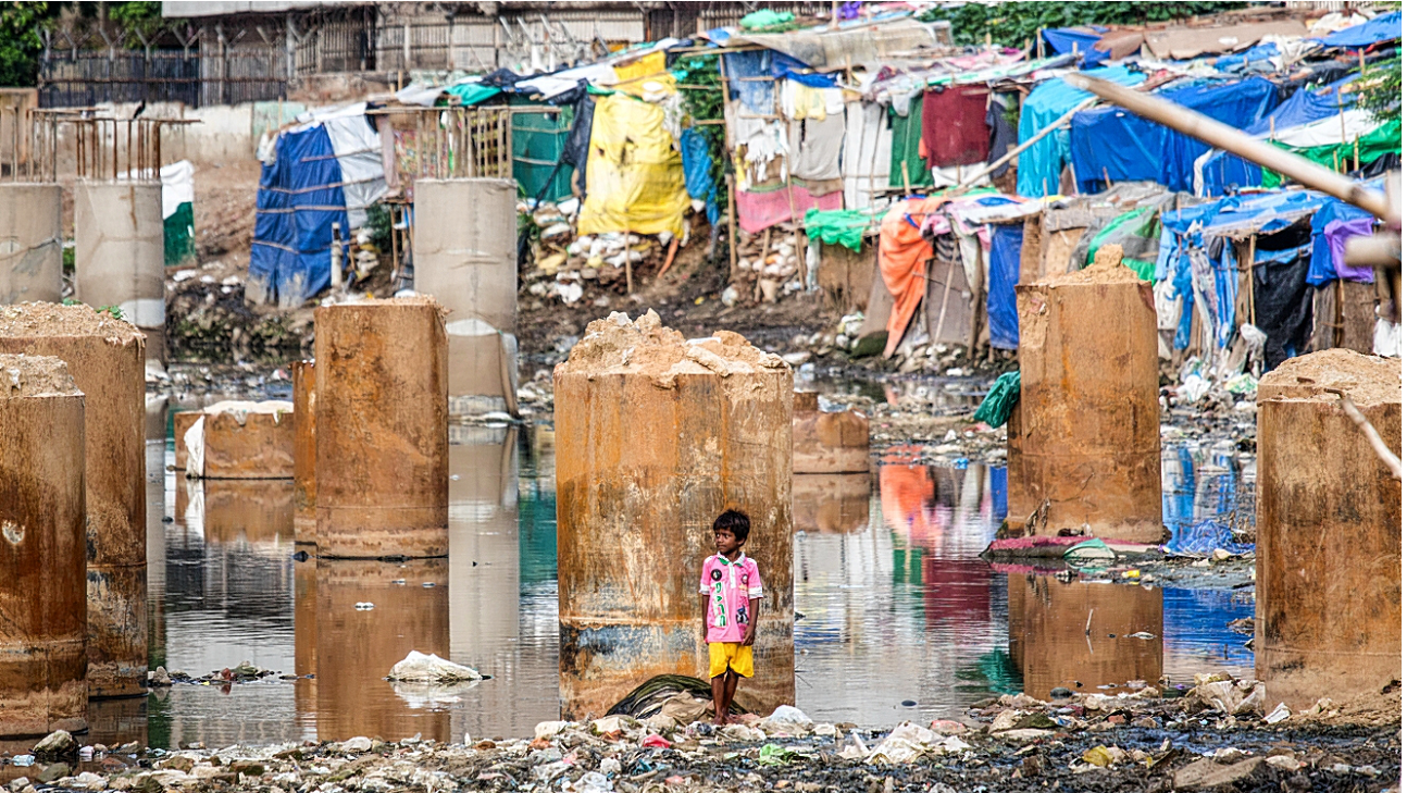 The author drew inspiration from the slums of Mumbai