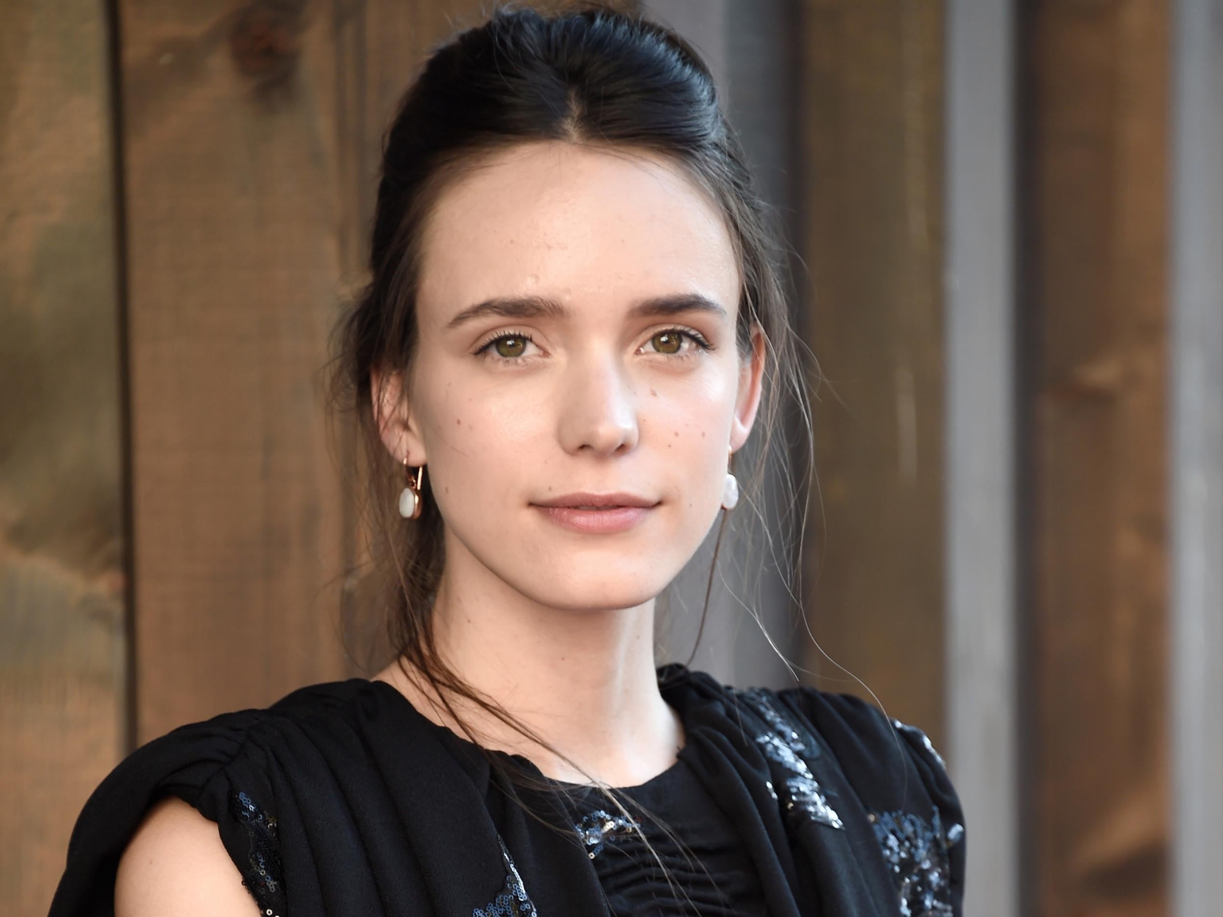 Stacy Martin attends a premiere for 'Taj Mahal'