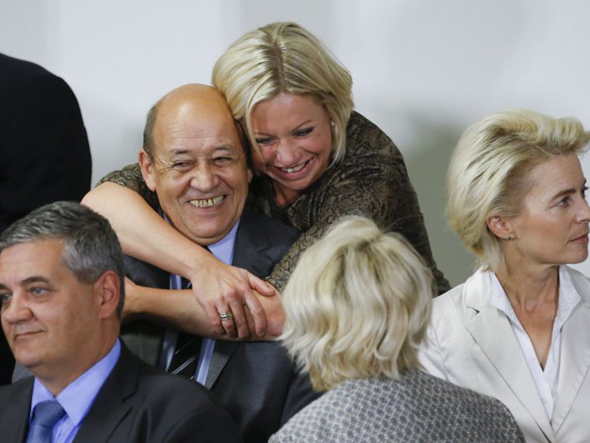 Defence Ministers Steven Vandeput (Belgium), Jean Yves le Drian (France), Jeanine Hennis-Plasschaert (the Netherlands) and Ursula von der Leyen (Germany) at Nato headquarters in Brussels