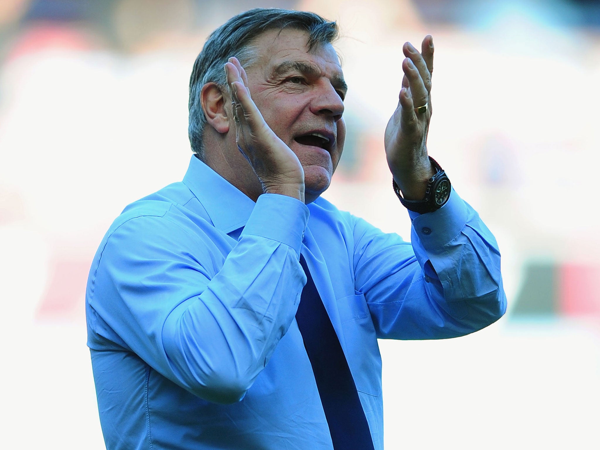 &#13;
Allardyce applauds the West Ham fans after his final match in charge last season&#13;