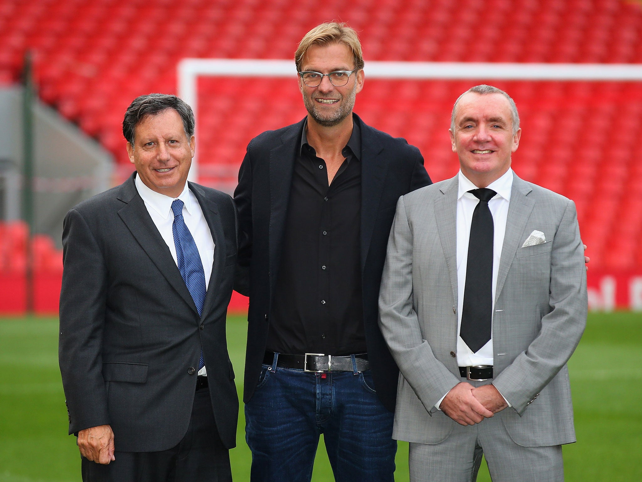 Tom Werner, Jurgen Klopp and Ian Ayre of Liverpool