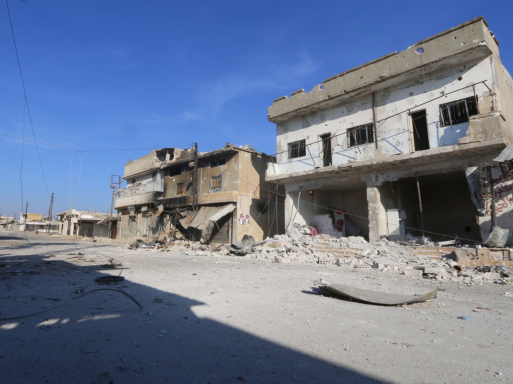 The streets of Kafr Nabudah, in Hama province, following an airstrike