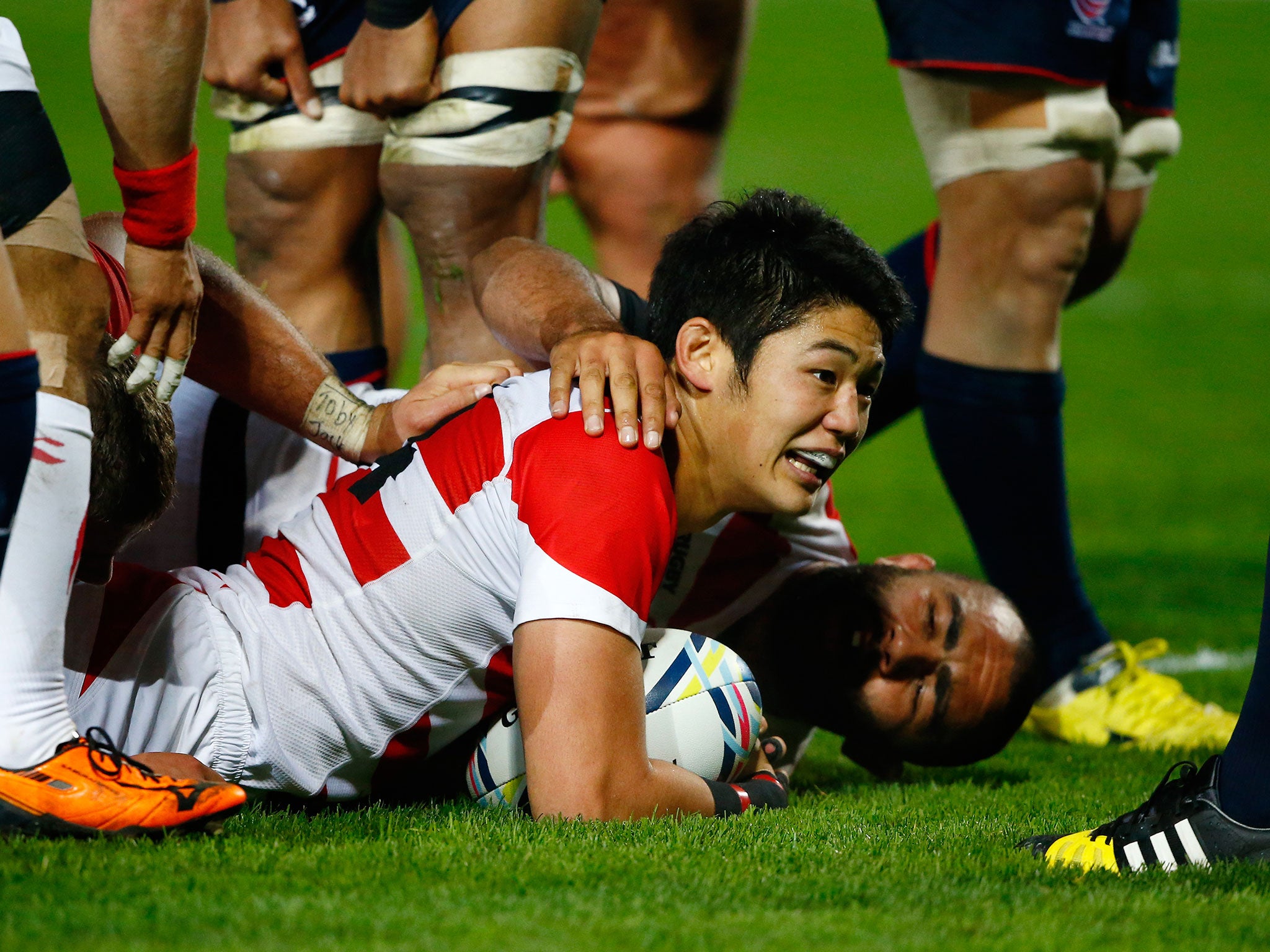 Yoshikazu Fujita scores for Japan against USA