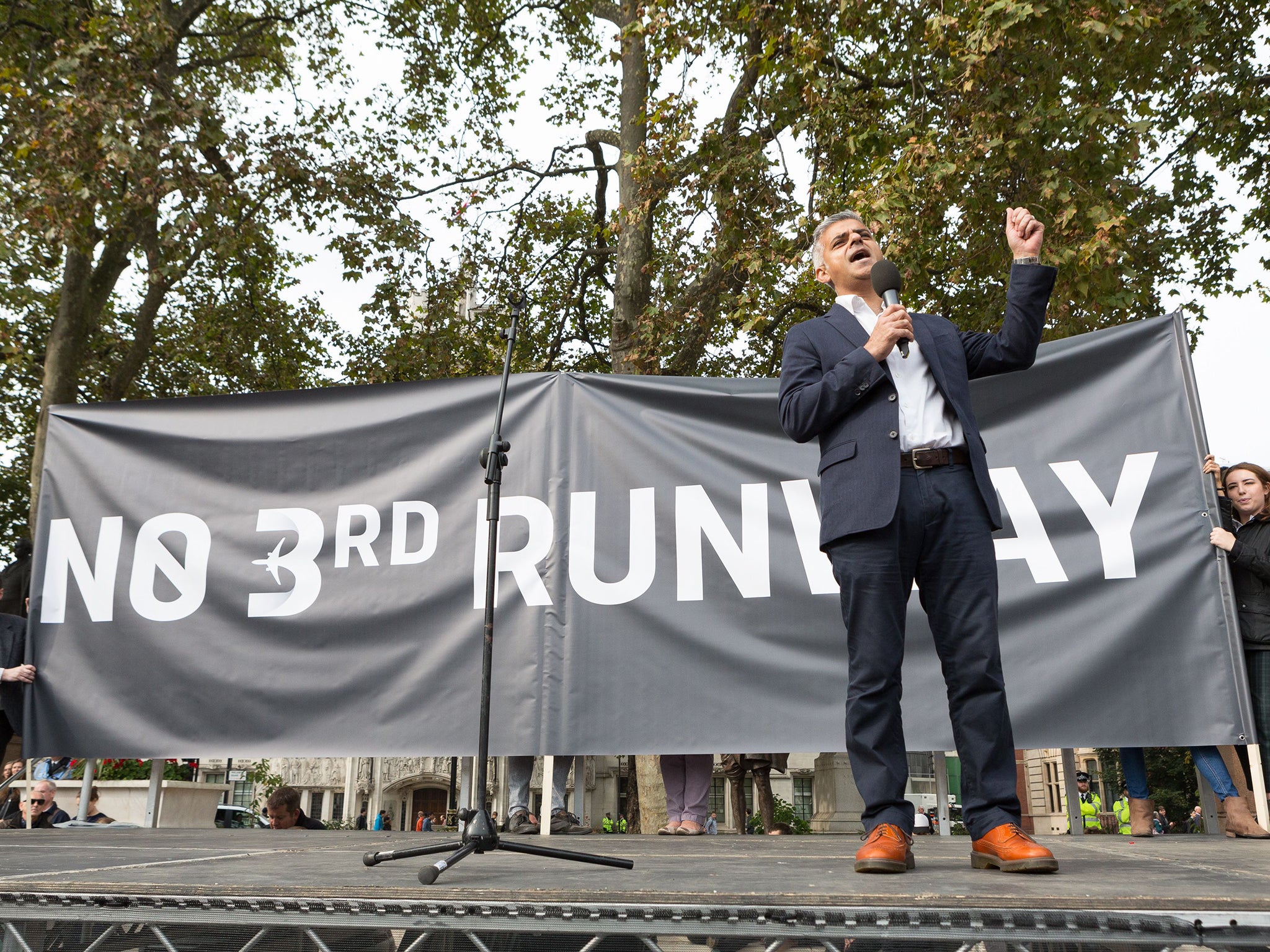 Labour Mayoral candidate Sadiq Khan spoke at the demonstration in Parliament Square