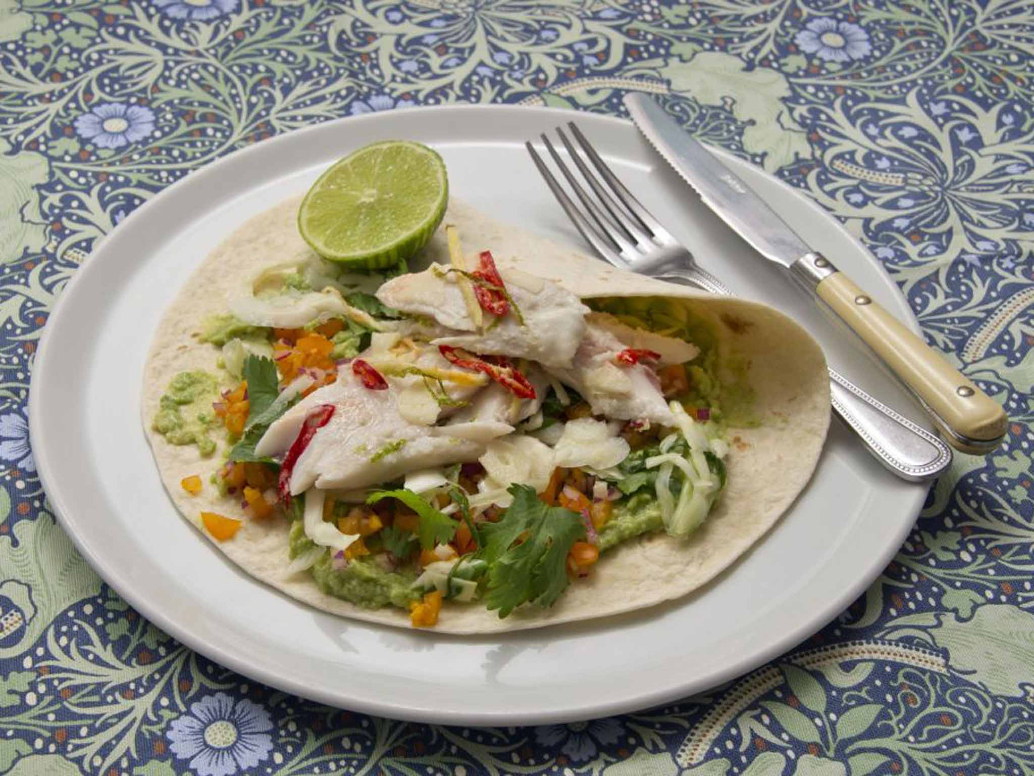 Nice and spicy: a fish taco with guacomole