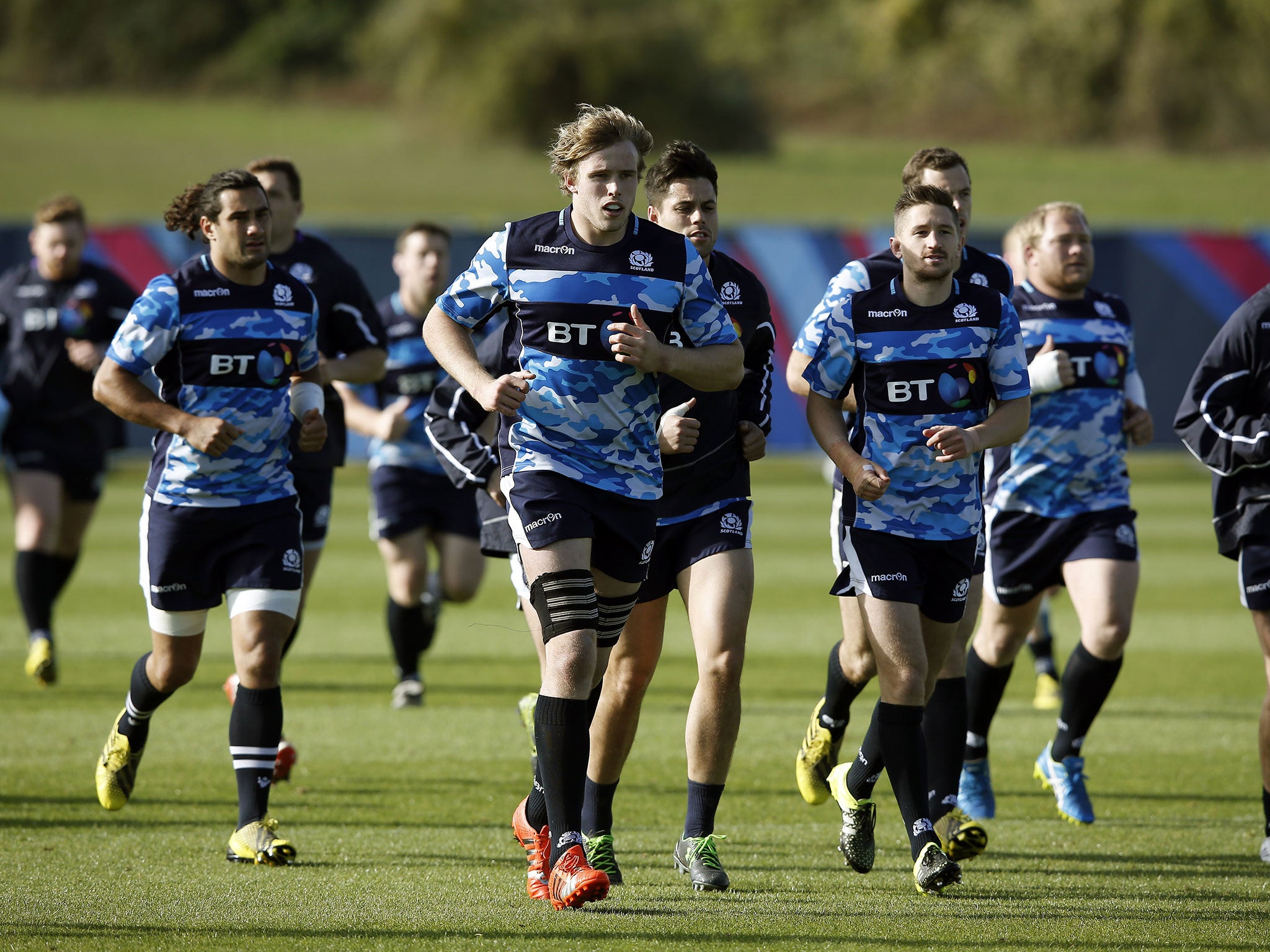 Scotland lock Jonny Gray during a training session