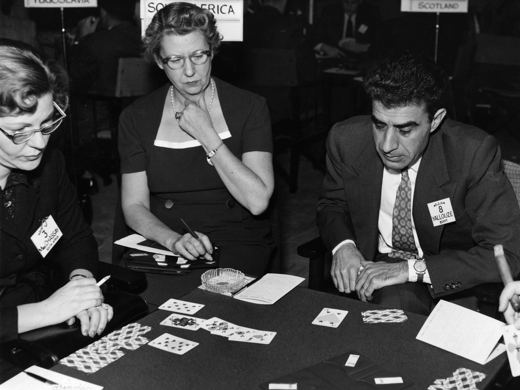 Players taking part in the three-day international tournament for the British Bridge World Challenge Cup held at Selfridges, London in 1957