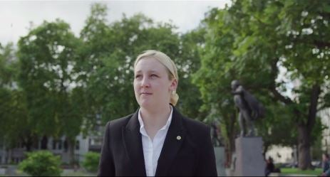 Mhairi Black, the 21-year-old MP for Paisley and Renfrewshire South, stars in the SNP's new party political broadcast A Tale of Two Cities