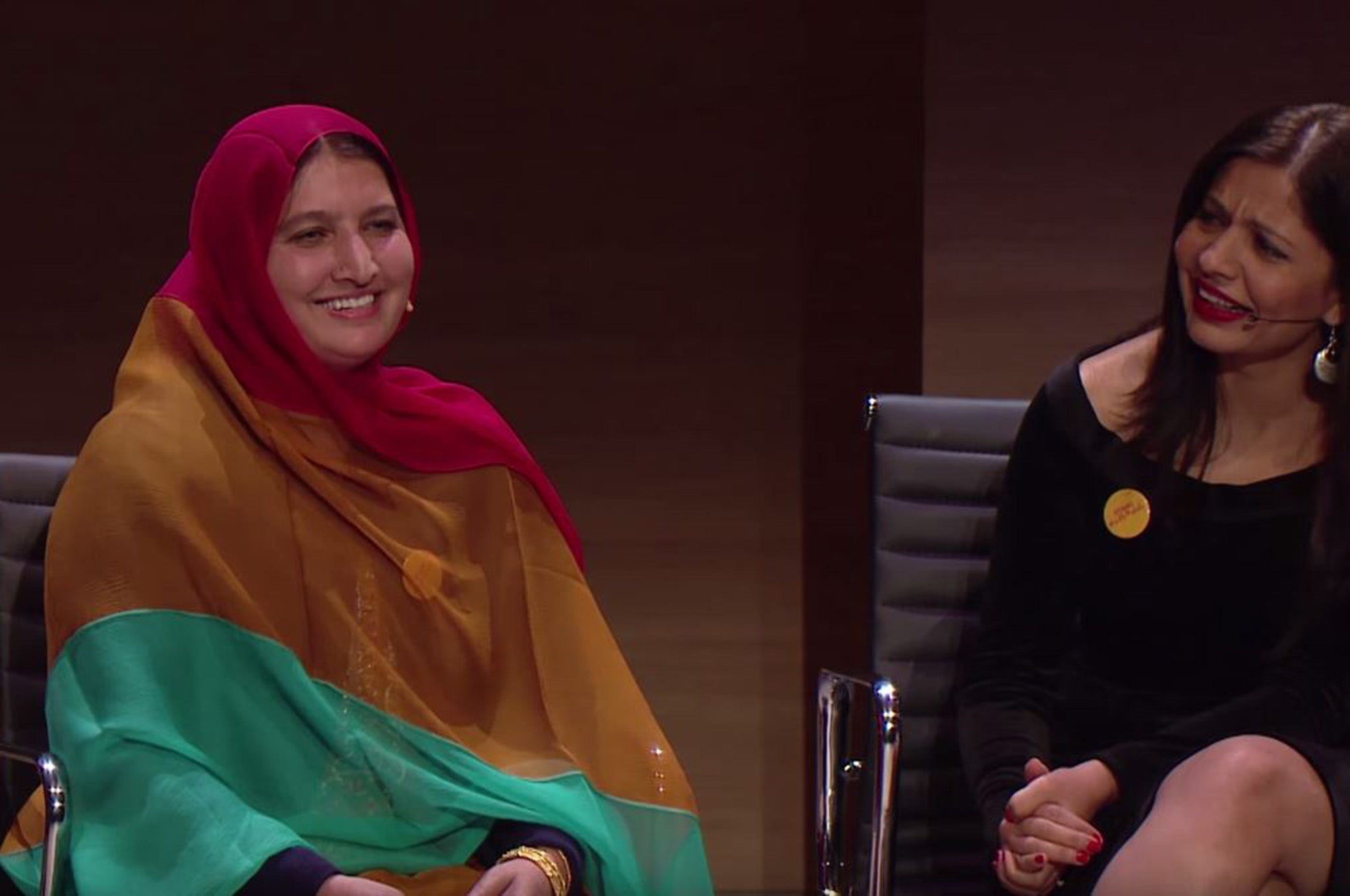 Mrs Yousafzai makes the revelation to her interpreter on stage at the Women in the World: London summit