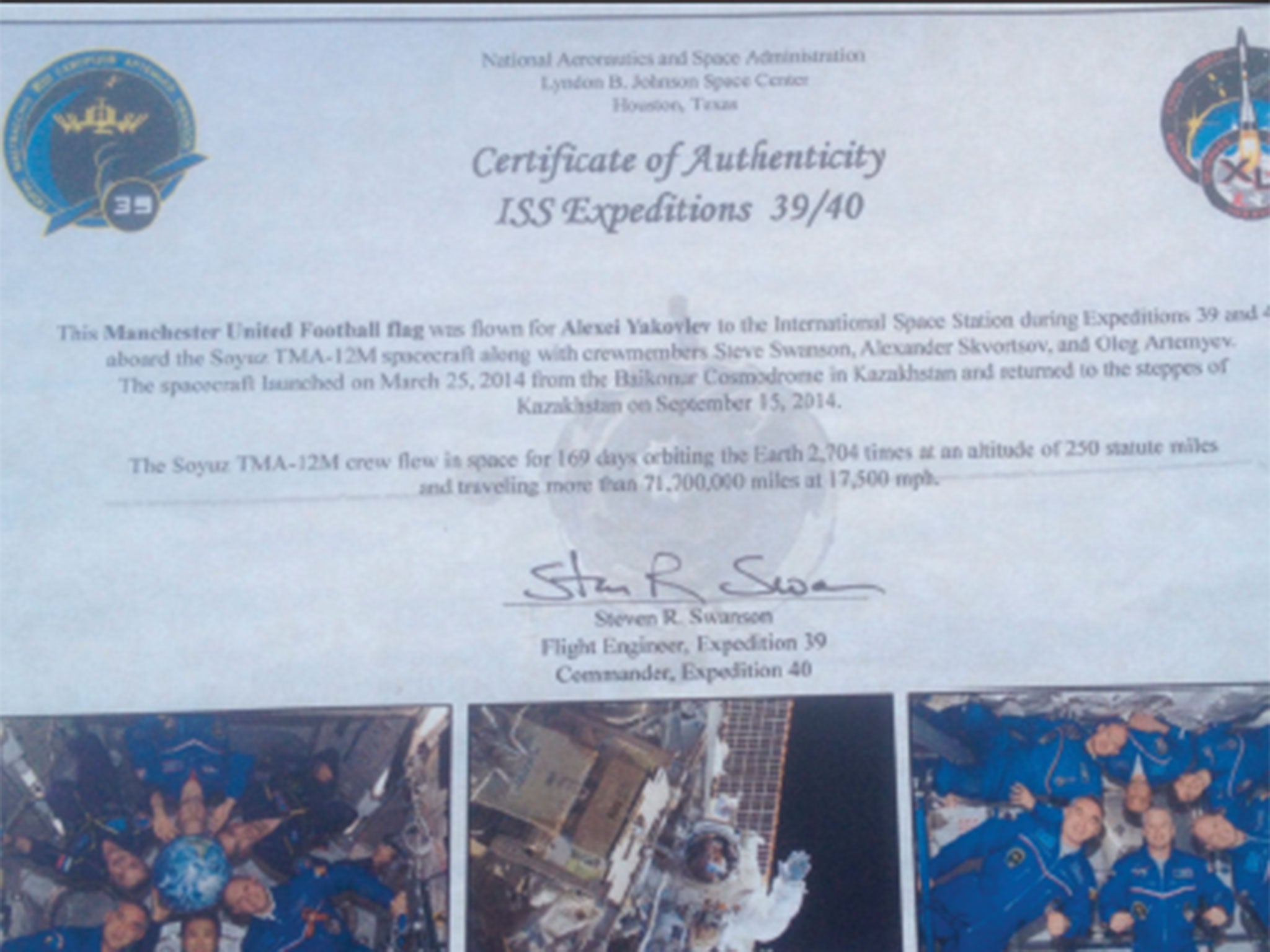 The certificate of authenticity