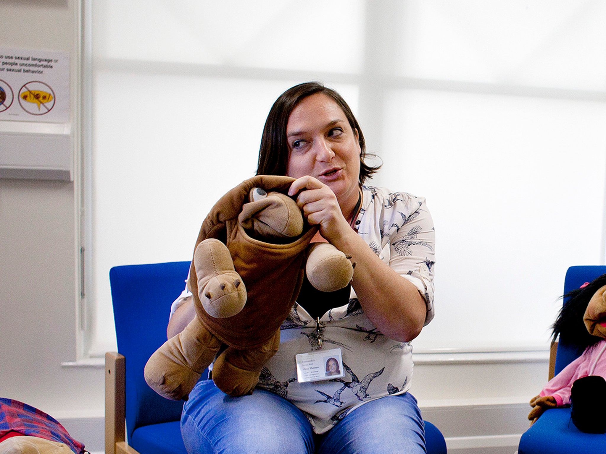 Maia Thorne, a therapeutic counsellor at Be Safe, with Toby the turtle