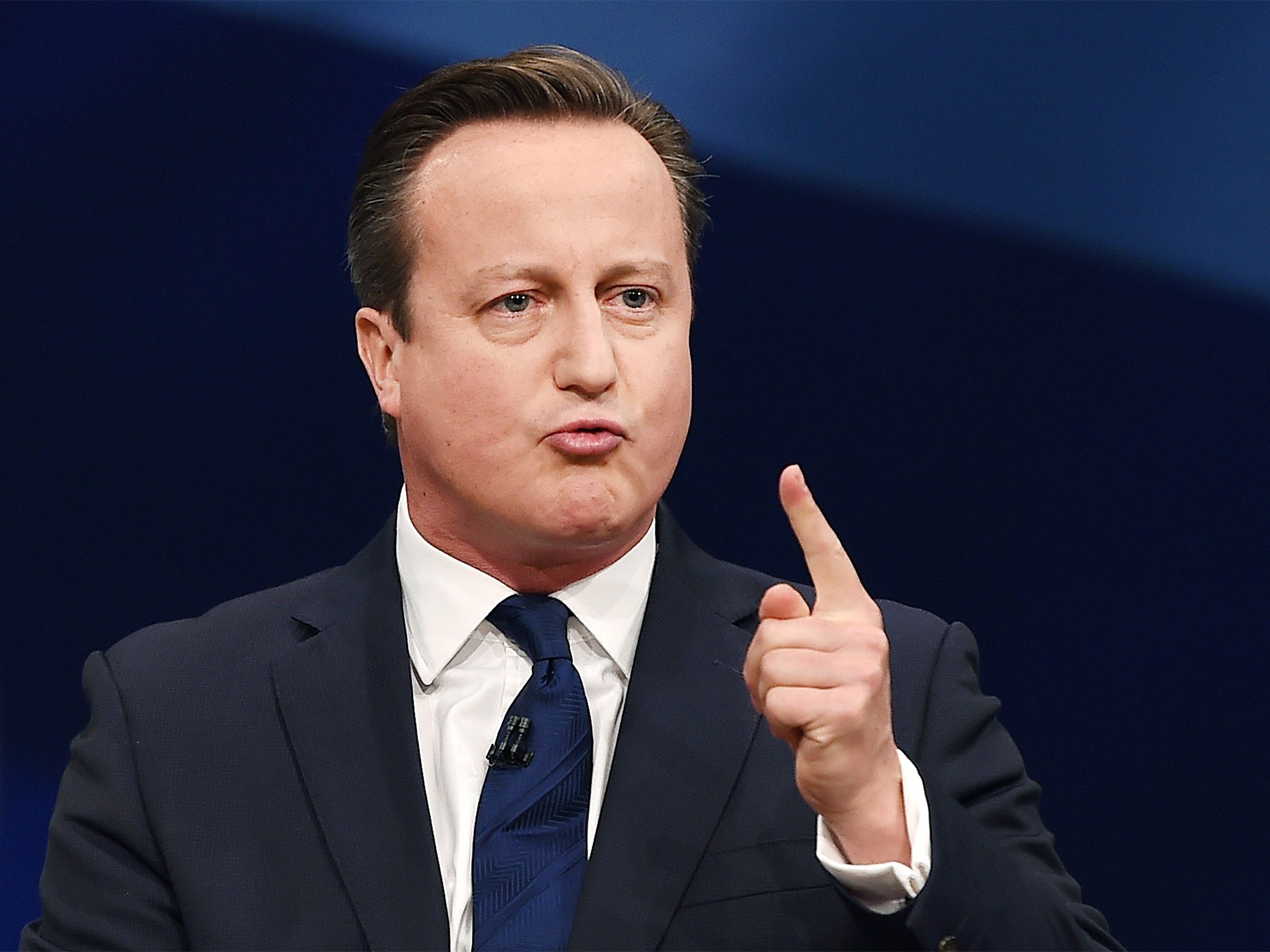 British Prime Minister David Cameron delivers his keynote speech at the Conservative Party conference in Manchester