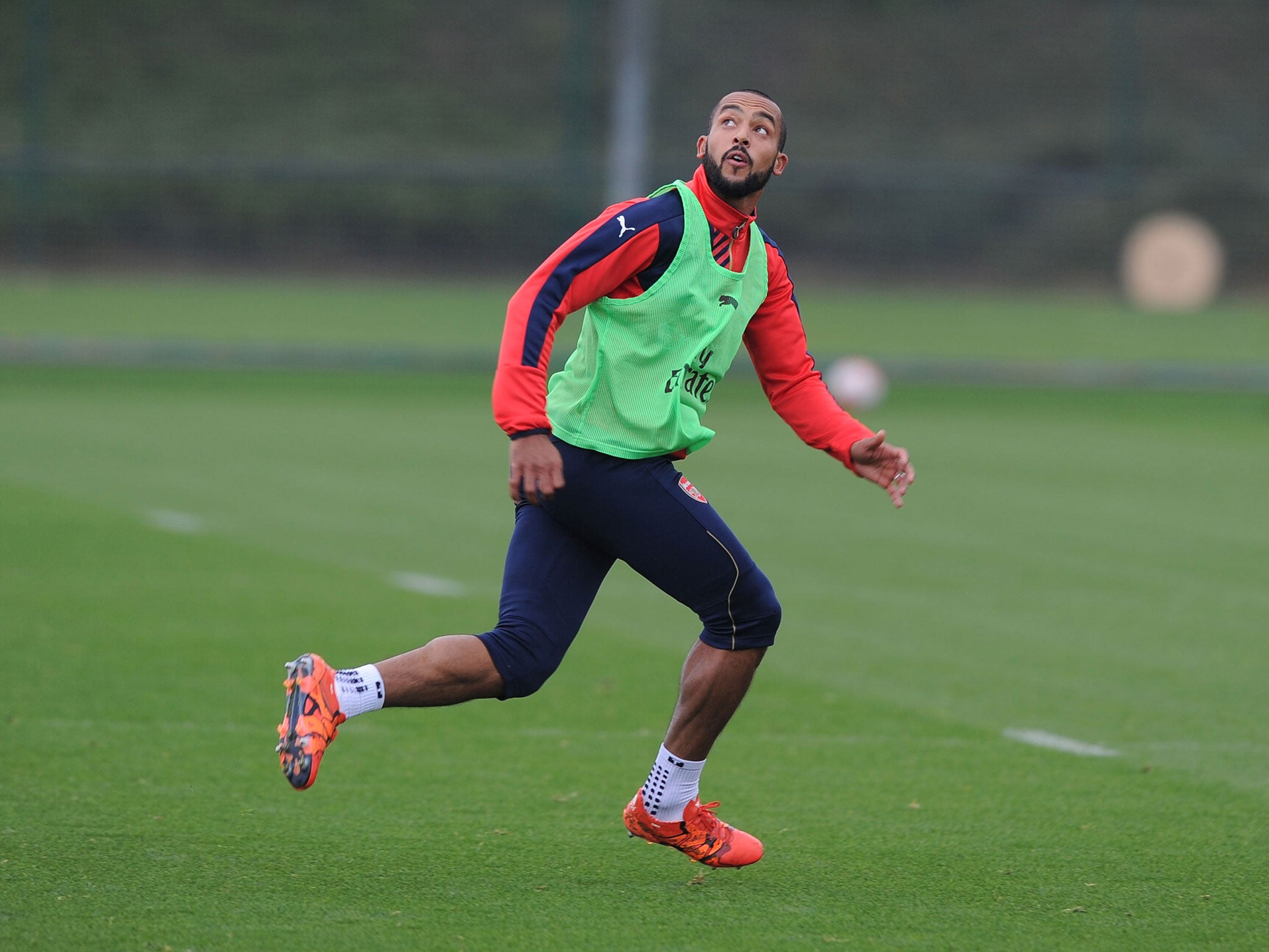 Arsenal striker Theo Walcott in training