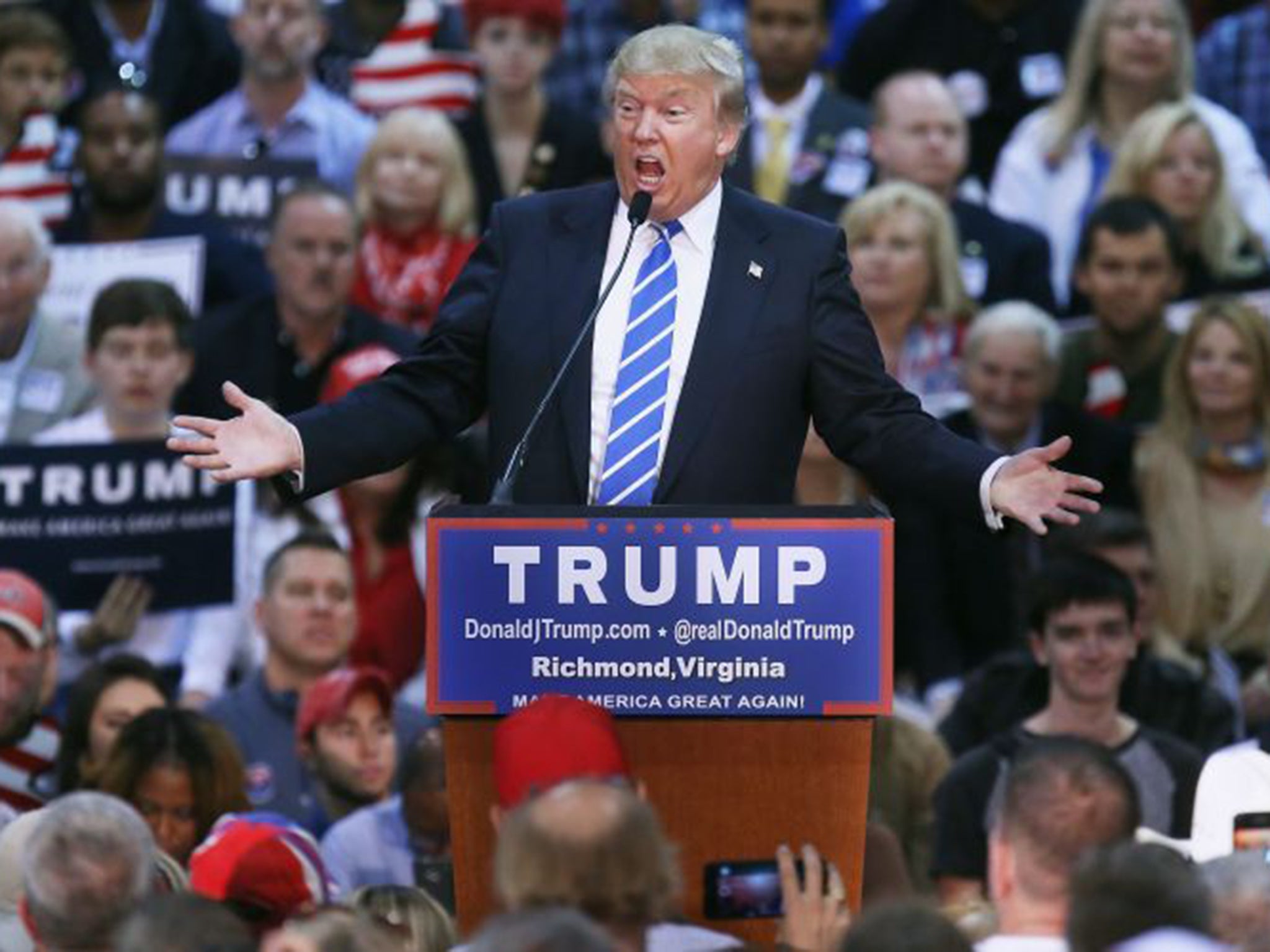 Plain Speaker: Donald Trump at a campaign rally last week