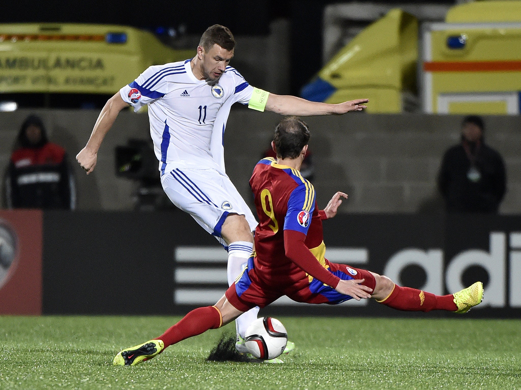 Edin Dzeko in actin for Bosnia