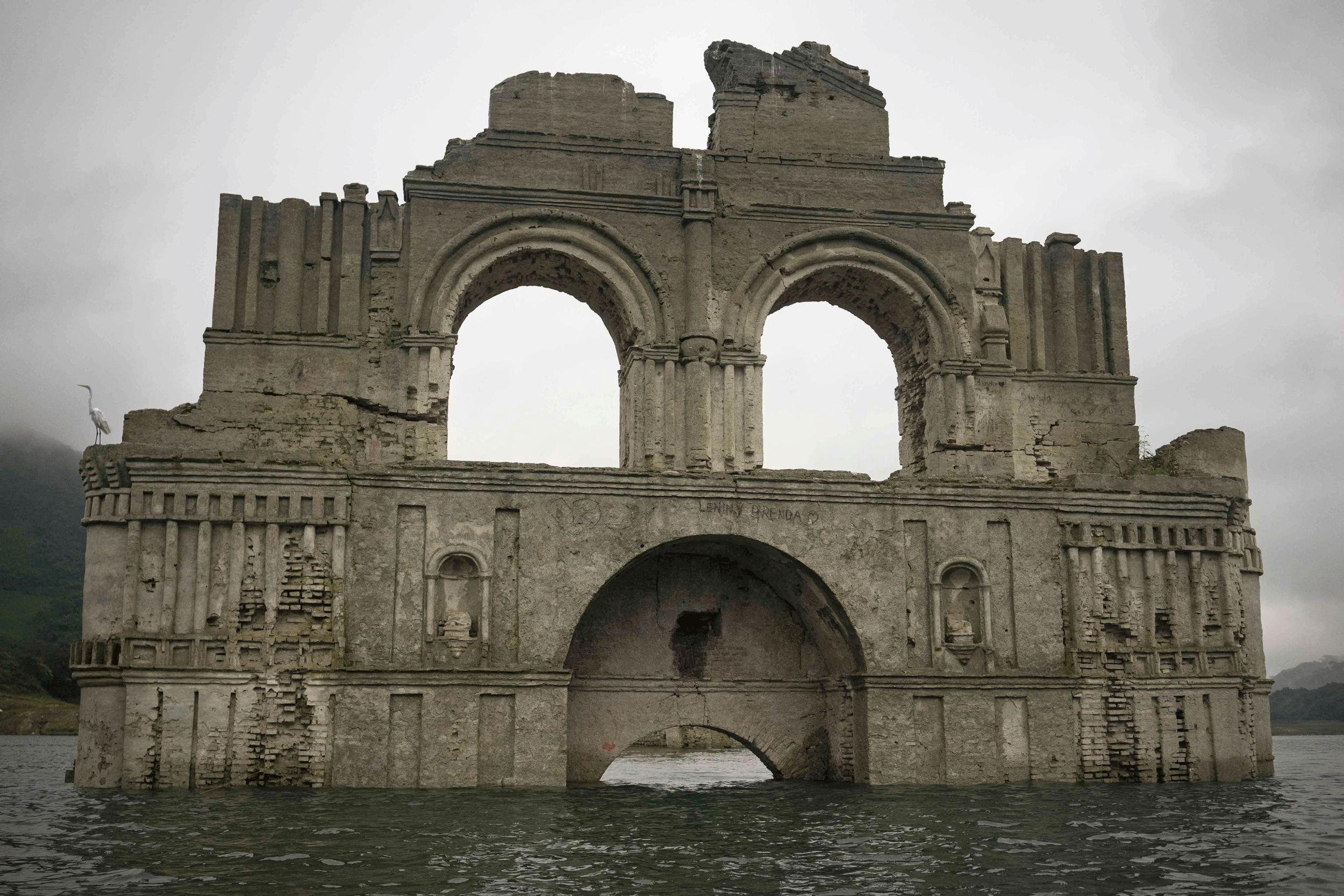 The dam was built in 1966 and submerged the church entirely