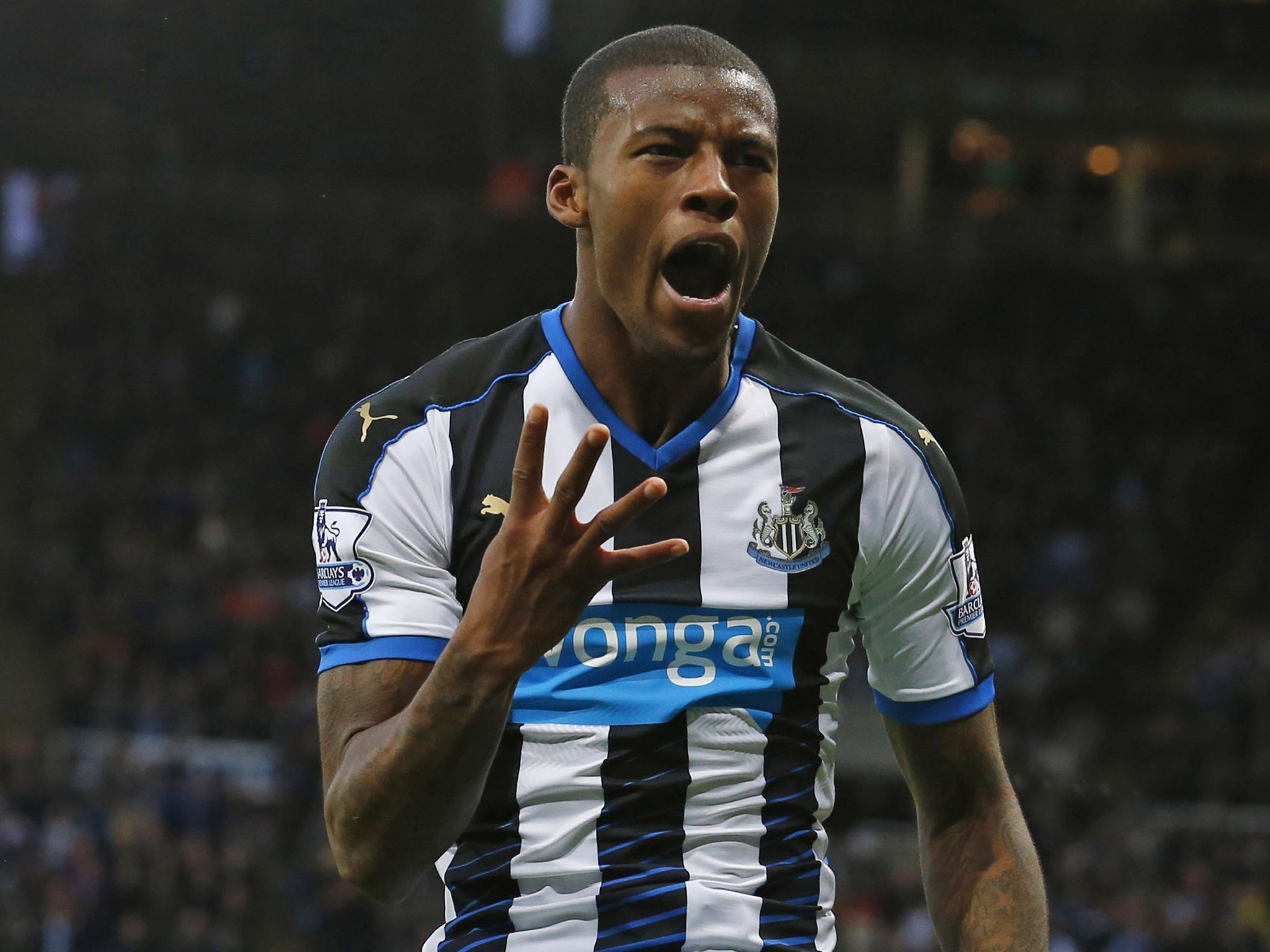 Georginio Wijnaldum celebrates his fourth of the game