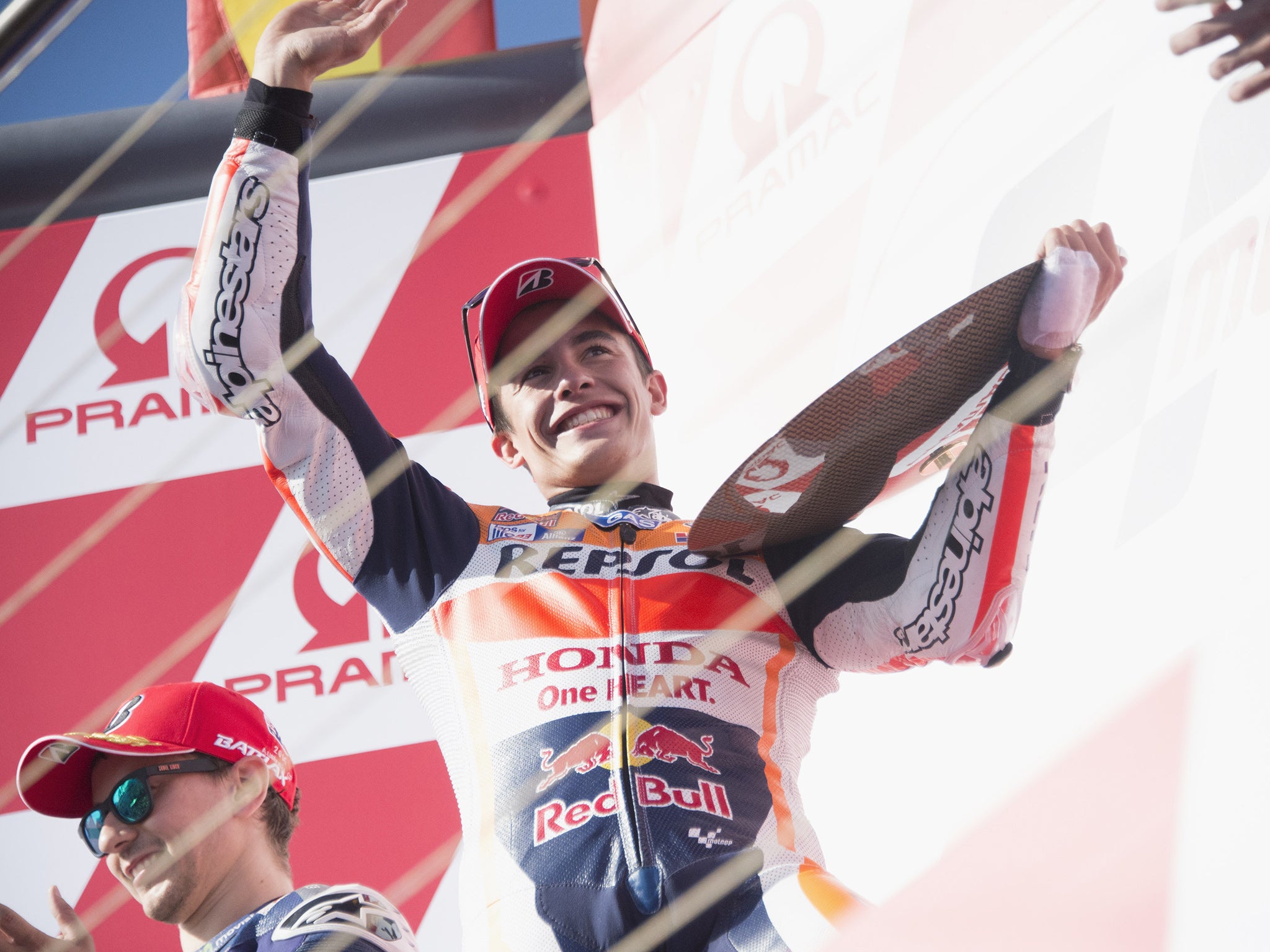 Marc Marquez celebrates his victory