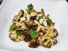 Lunch for under £5: Roast cauliflower with caraway seeds, raisins and flaked almonds