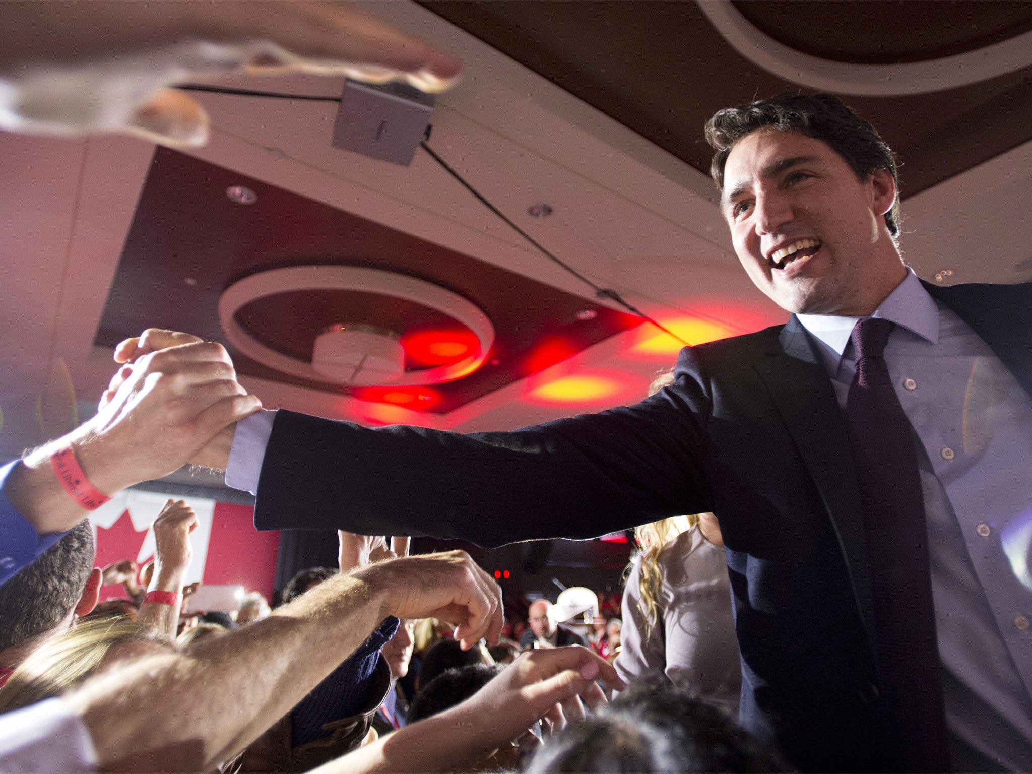 Supporters congratulate Trudeau in Montreal